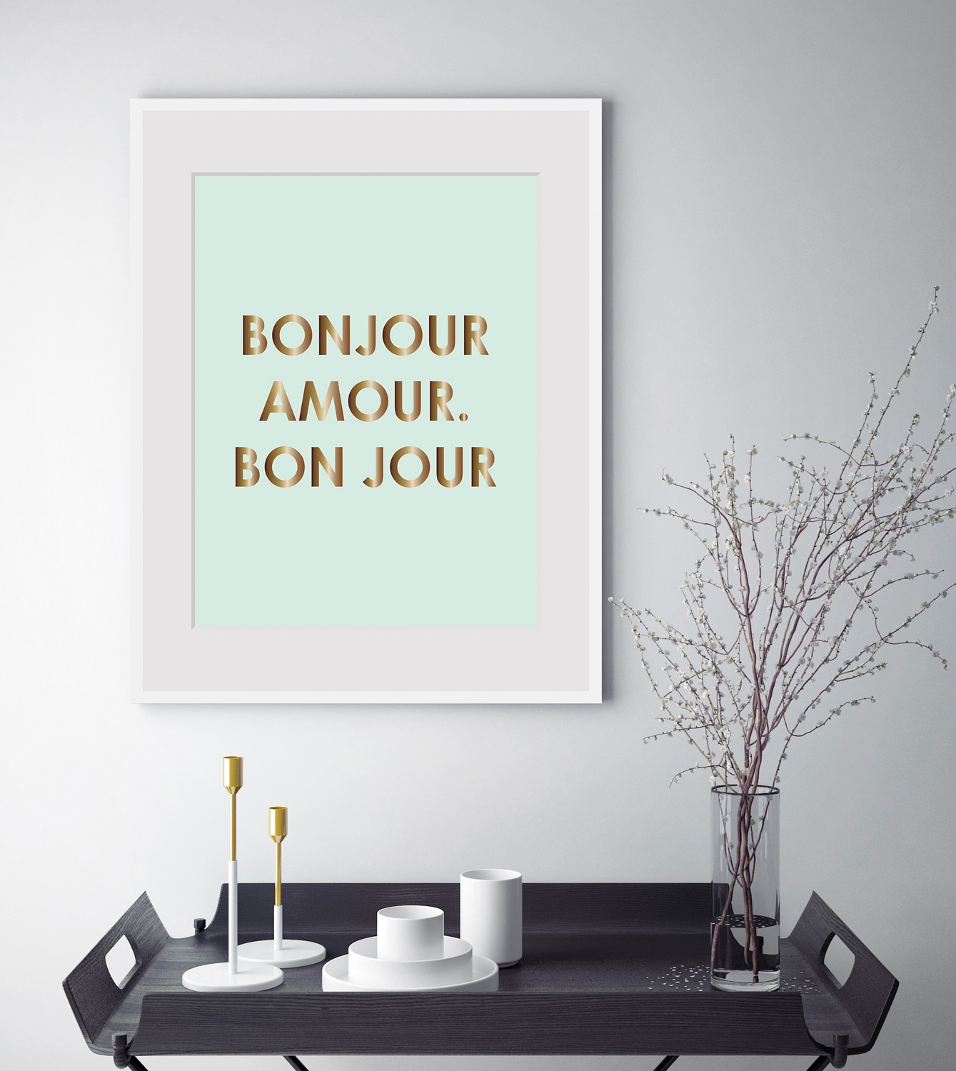 queence Bild "BONJOUR", Sprüche & Texte, Spruch, gerahmt günstig online kaufen