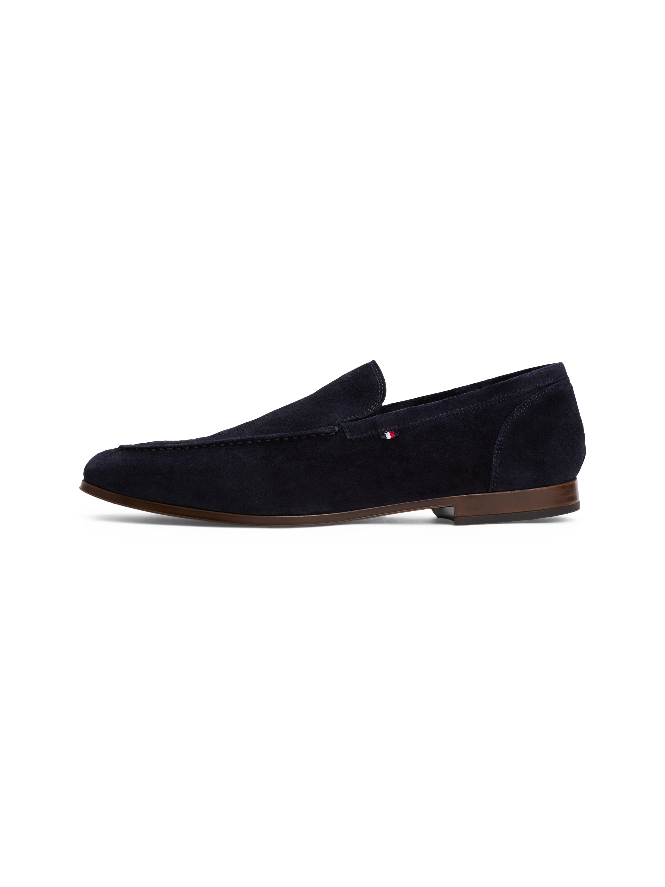 Tommy Hilfiger Slipper »HILFIGER FLEXIBLE SUEDE LOAFER«, Blockabsatz, Loafer, Businsesschuh, Abendschuh mit Logoflag