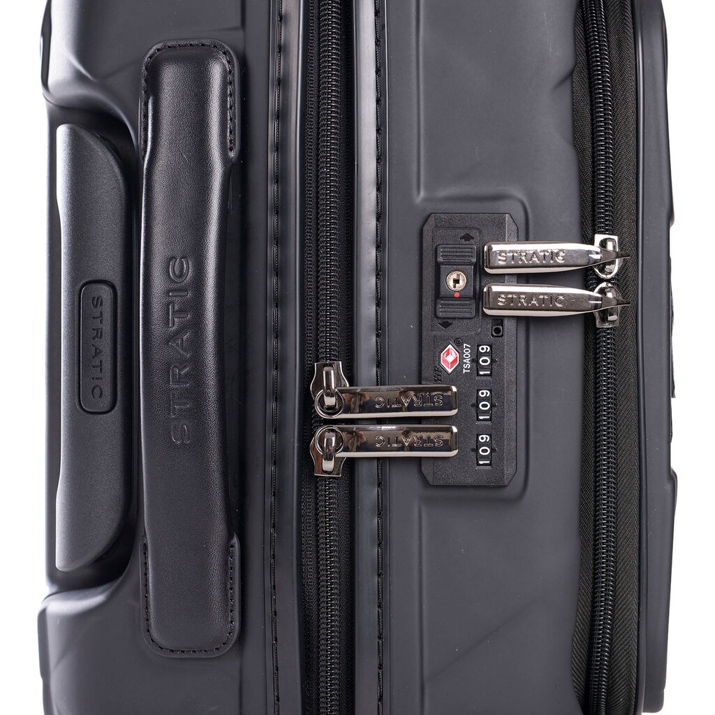 Stratic Hartschalen-Trolley »Leather&More S mit Vortasche, matt black«, 4 Rollen