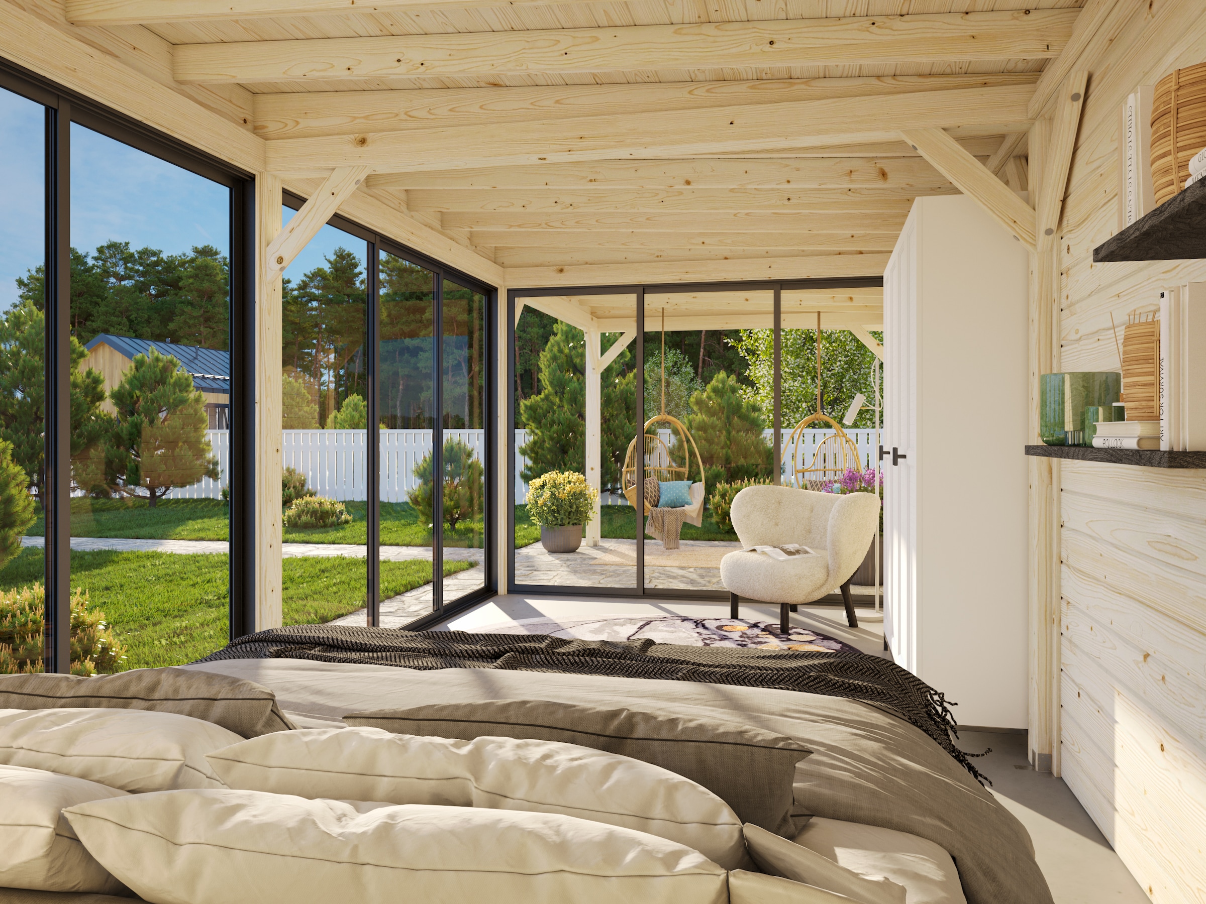 Palmako Gartenhaus »Lenna 24,9 m², Set 717 Slide Plus«