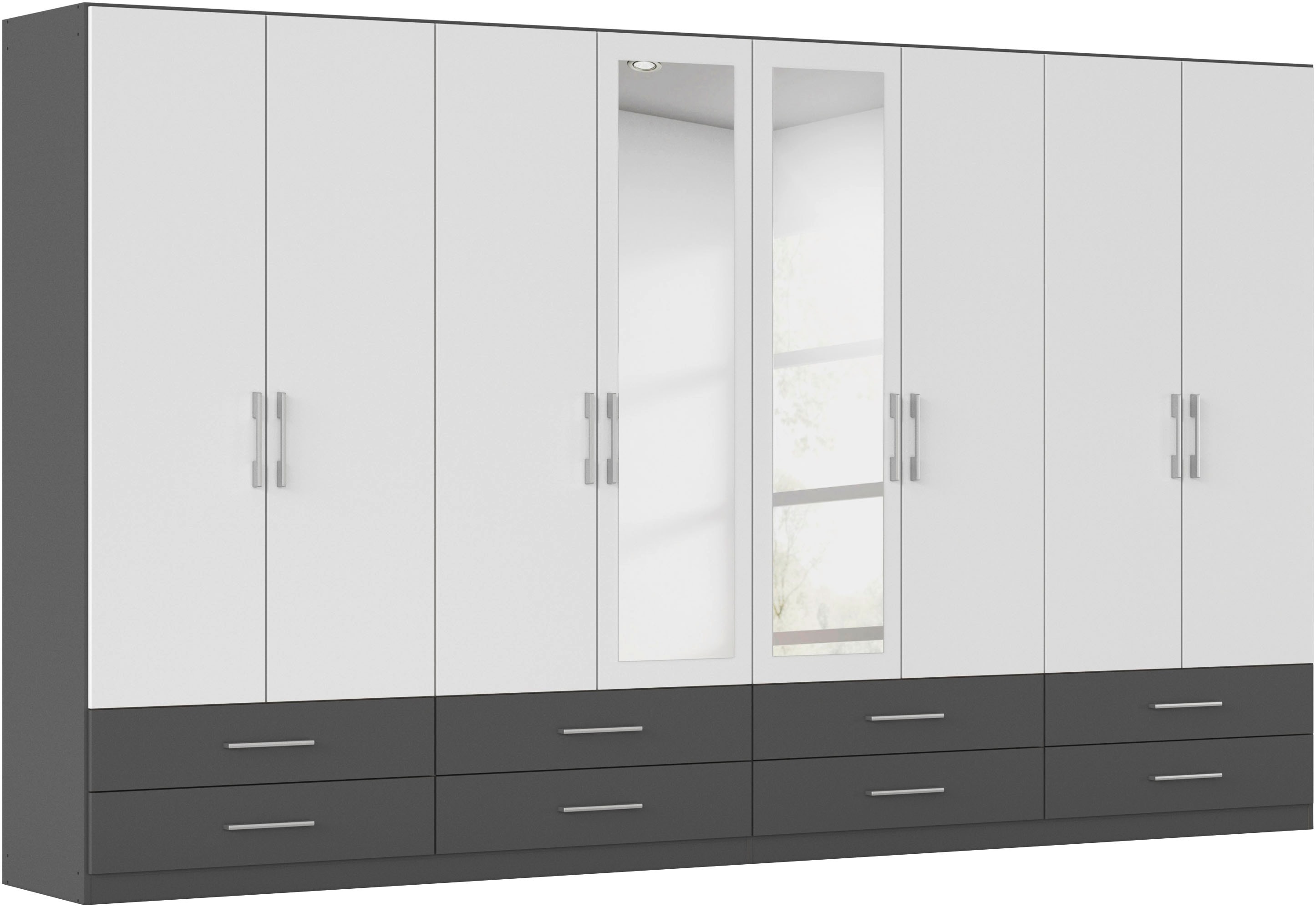 rauch Kleiderschrank "Schrank Garderobenschrank Mehrzweckschrank Schlafzimmer HERSBRUCK" 3 verschiedene Ausstattungen BASIC/CLASSIC/PREMIUM (inkl. SOFT-CLOSE), mit großzügigen Schubladen sowie Spiegeltüren MADE IN GERMANY