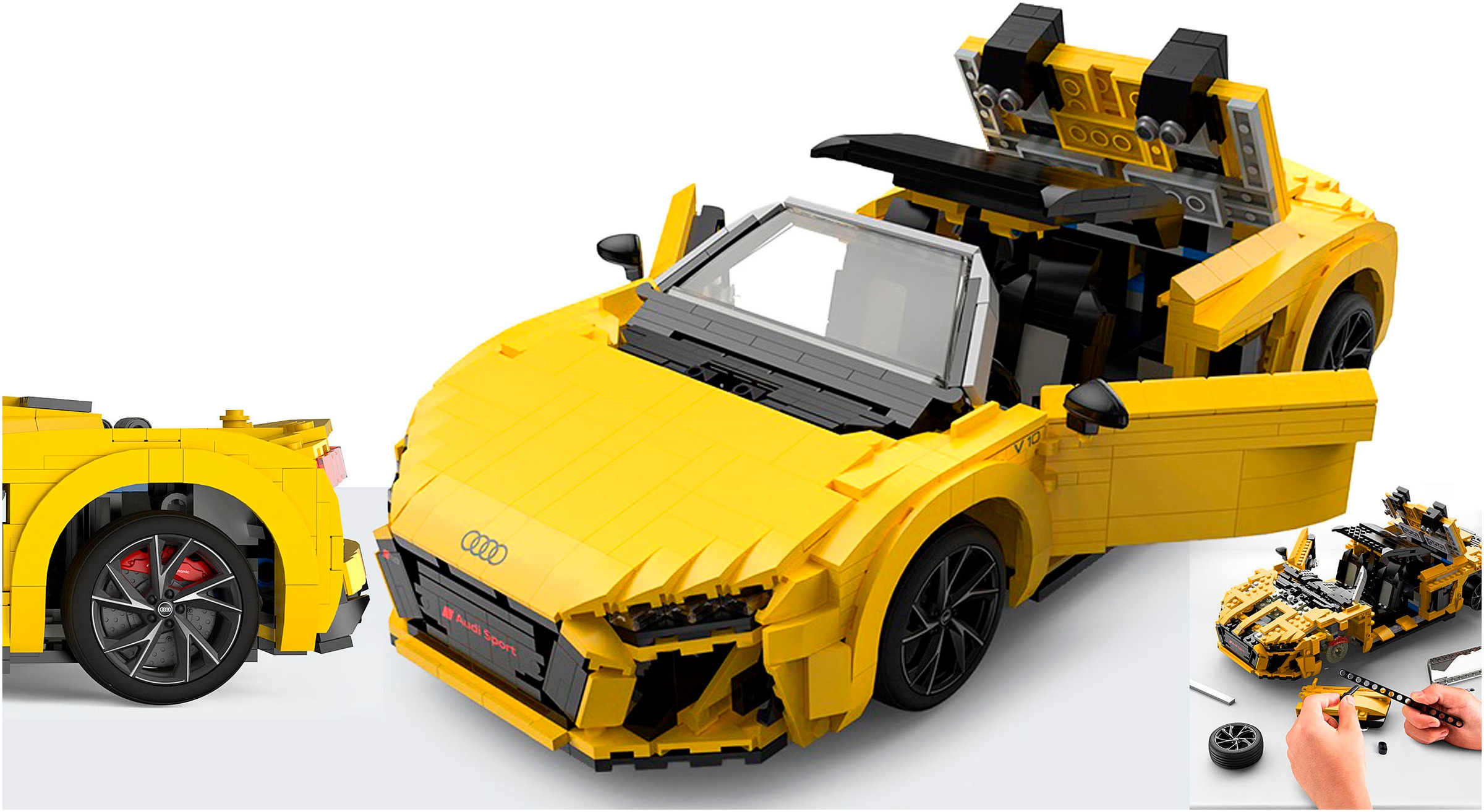 Jamara Konstruktions-Spielset »Audi R8 Spyder 1:14 gelb Bricks«, (1440 St.), Maßstab 1:14, offiziell lizensiert