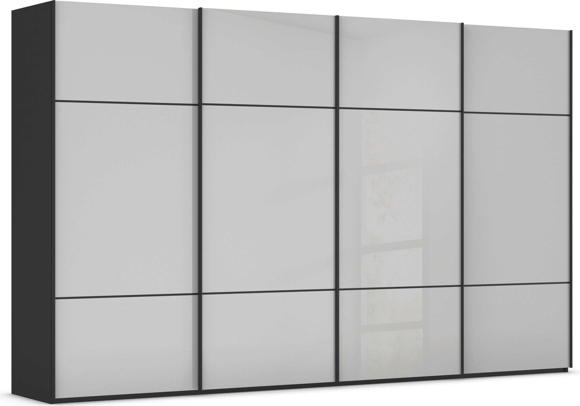 rauch "Kleiderschrank Schrank Garderobe Schlafzimmerschrank SCALE-TRIO" edle dreigeteilte Front mit 2 Zierleisten Glasfront MADE IN GERMANY