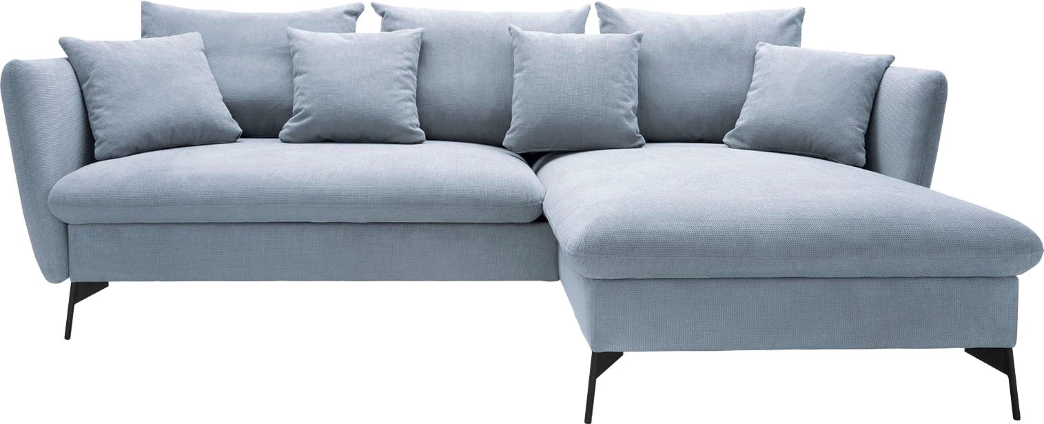 andas Ecksofa »LIVORNO,258 cm, L-Form,«, Schlaffunktion u. Bettkasten (139/224cm), Samt, Struktur, Webstoff