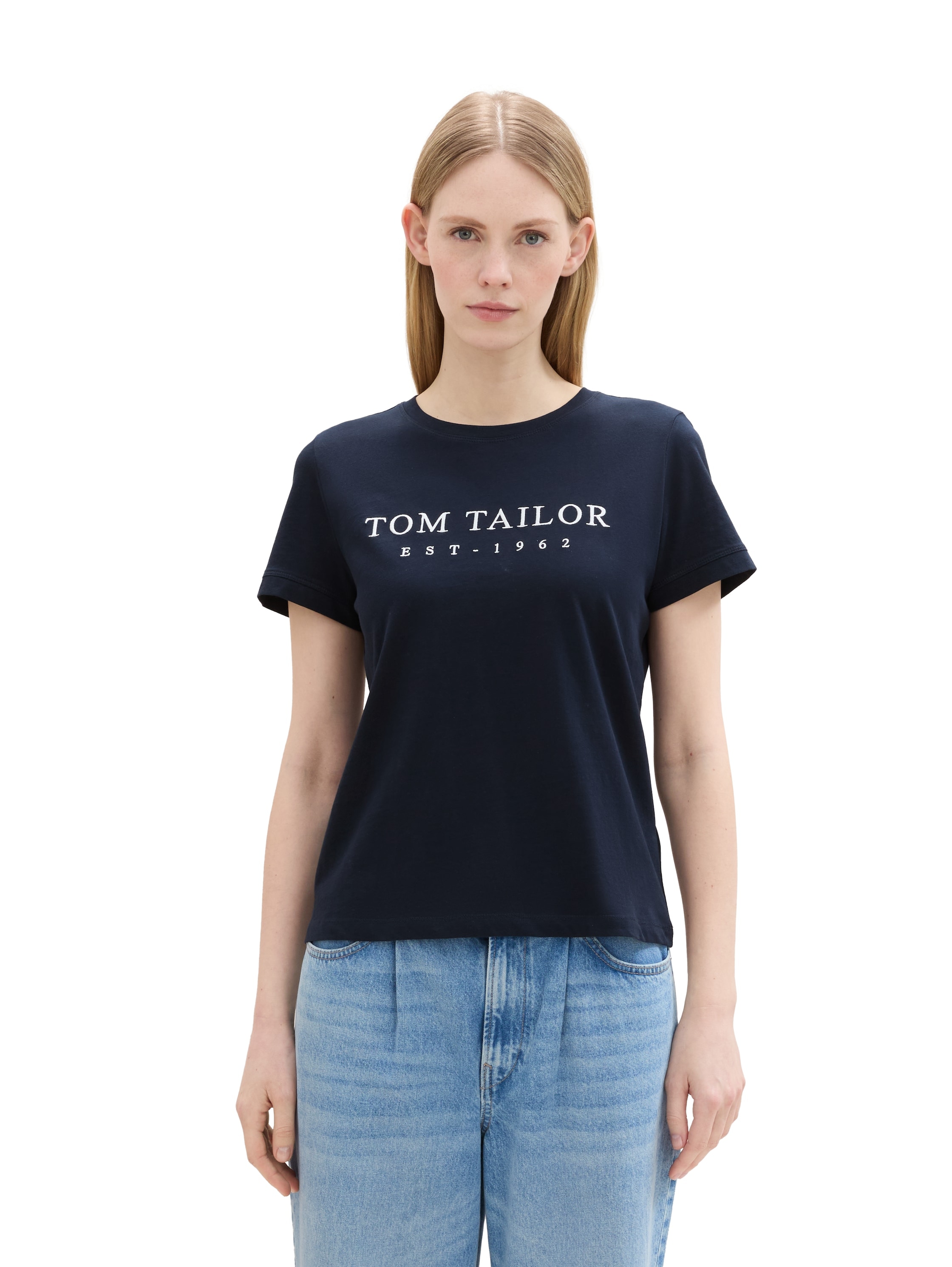 TOM TAILOR Print-Shirt, mit Logo Stickerei