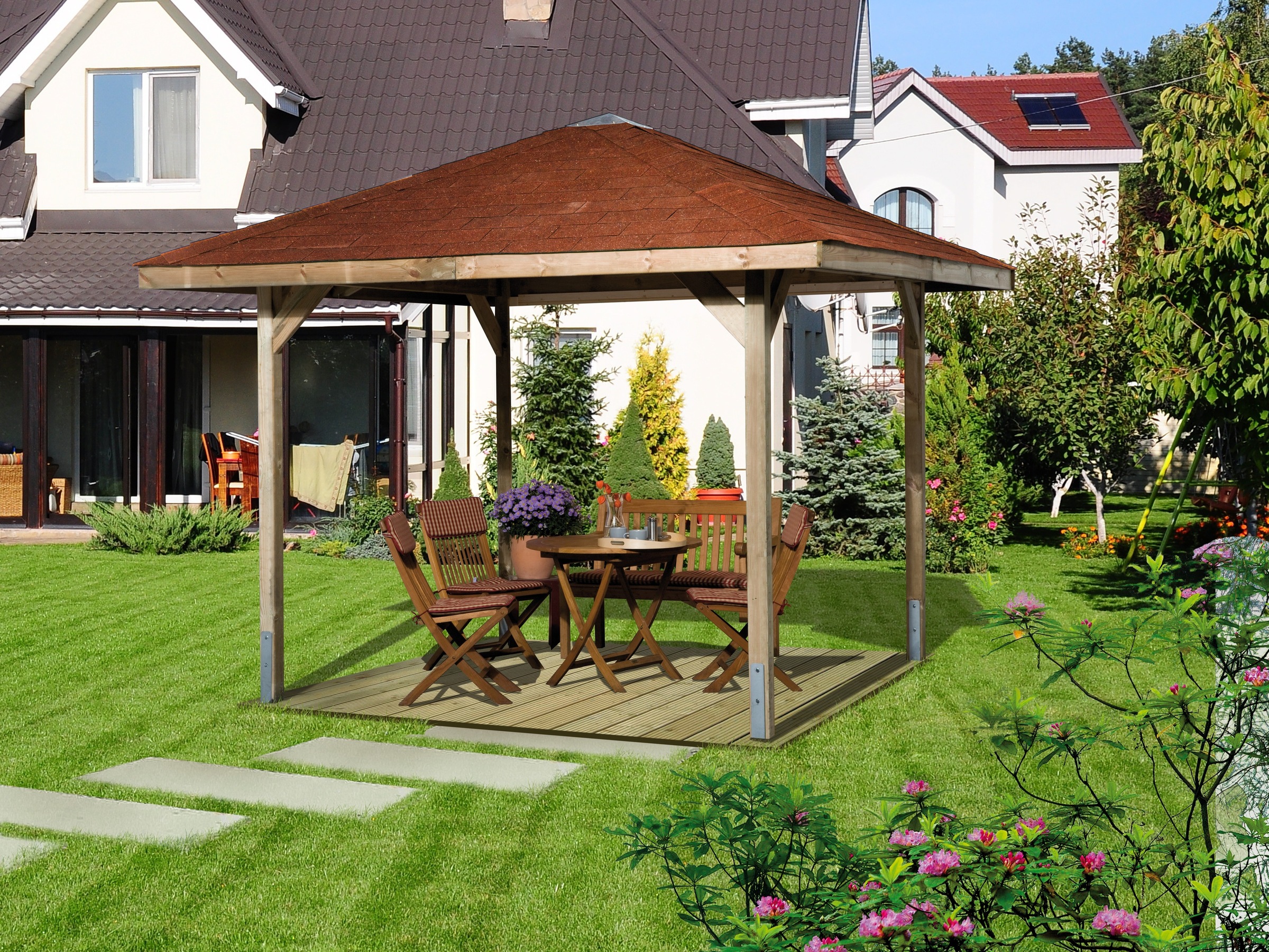 weka Pavillon "Paradies 1" BxT: 294x294 cm, inkl. Dachschindeln und Pfosten günstig online kaufen