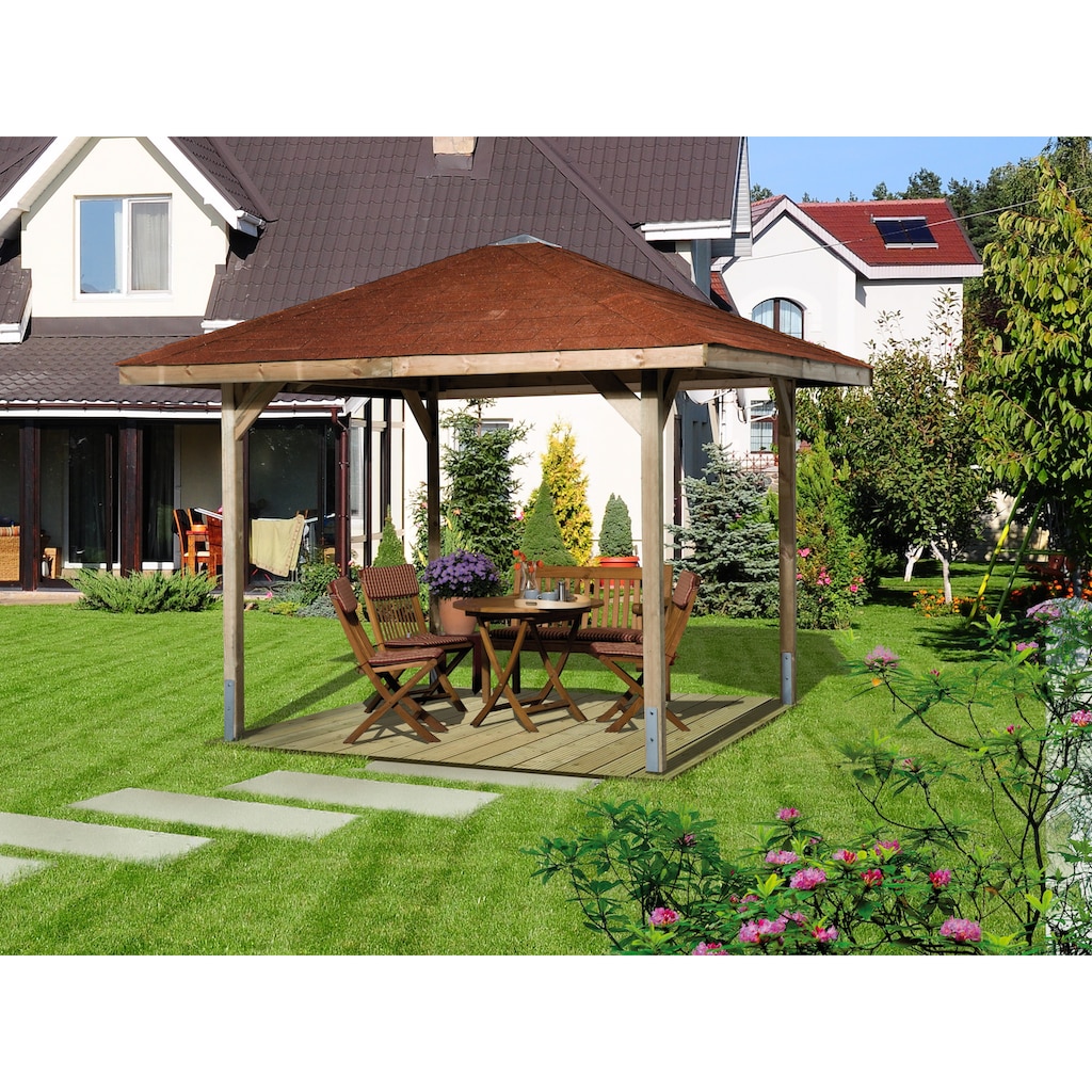 weka Pavillon »Paradies 1«, (Set), BxT: 294x294 cm, inkl. Dachschindeln und Pfostenanker