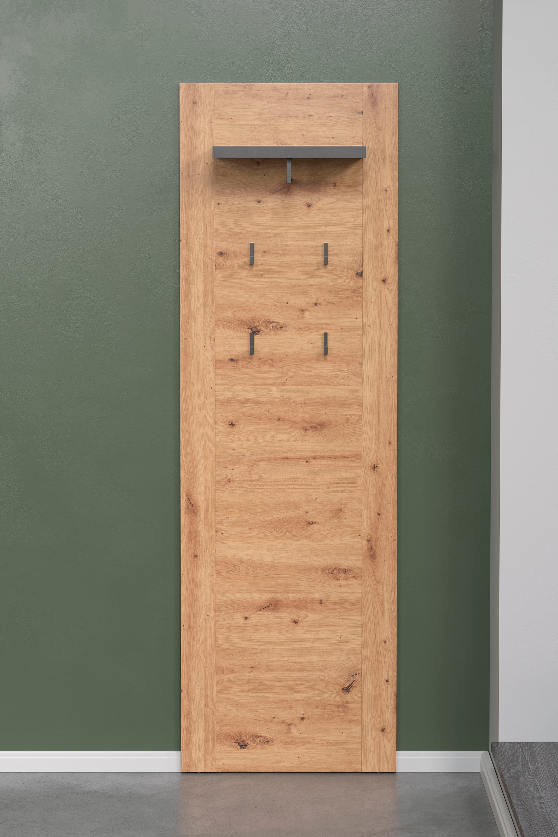 Home affaire Garderobenpaneel »Ambres«, Matte, hellbraune Echtholzoptik, ca. 62 cm breit, Hutablage, Melamin