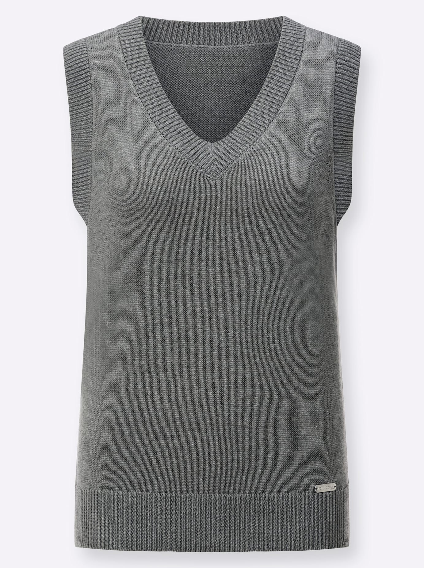Pullunder CASUAL LOOKS "Pullunder", Damen, Gr. 50, grau (grau, meliert), 50% Baumwolle, 50% Polyacryl, unifarben, Pullover Pullunder 2