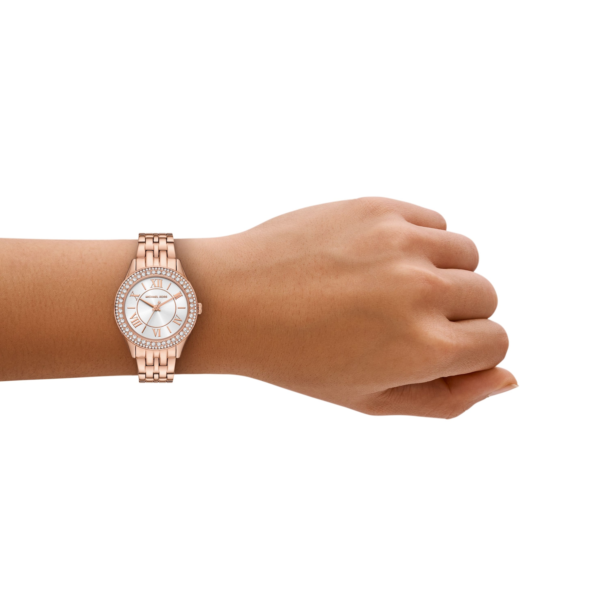 MICHAEL KORS Quarzuhr »Harlowe« Armbanduhr, Edelstahlarmband, analog, Glassteine