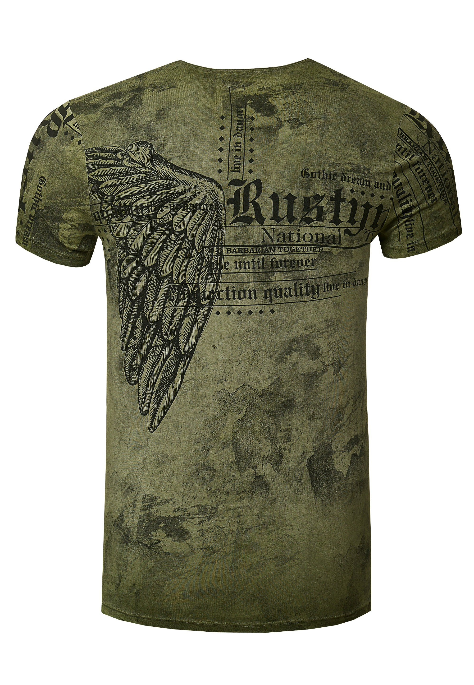Rusty Neal T-Shirt, mit coolem Allover-Print