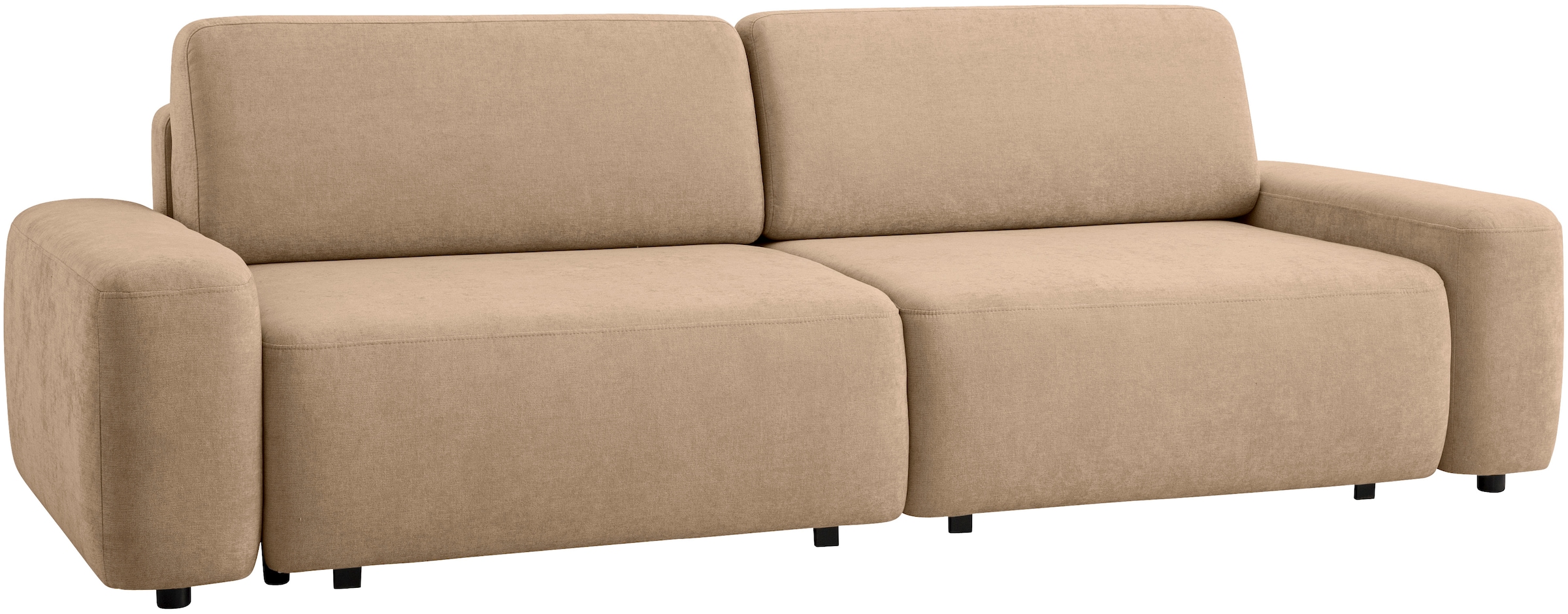 INOSIGN 3-Sitzer »TORGE (257cm), Sofa,Schlafsofa in Cord, Samtvelours, Struktur fein«, rundes Design, Schlaffunktion u. Bettkasten, Liegefläche: 135/200 cm