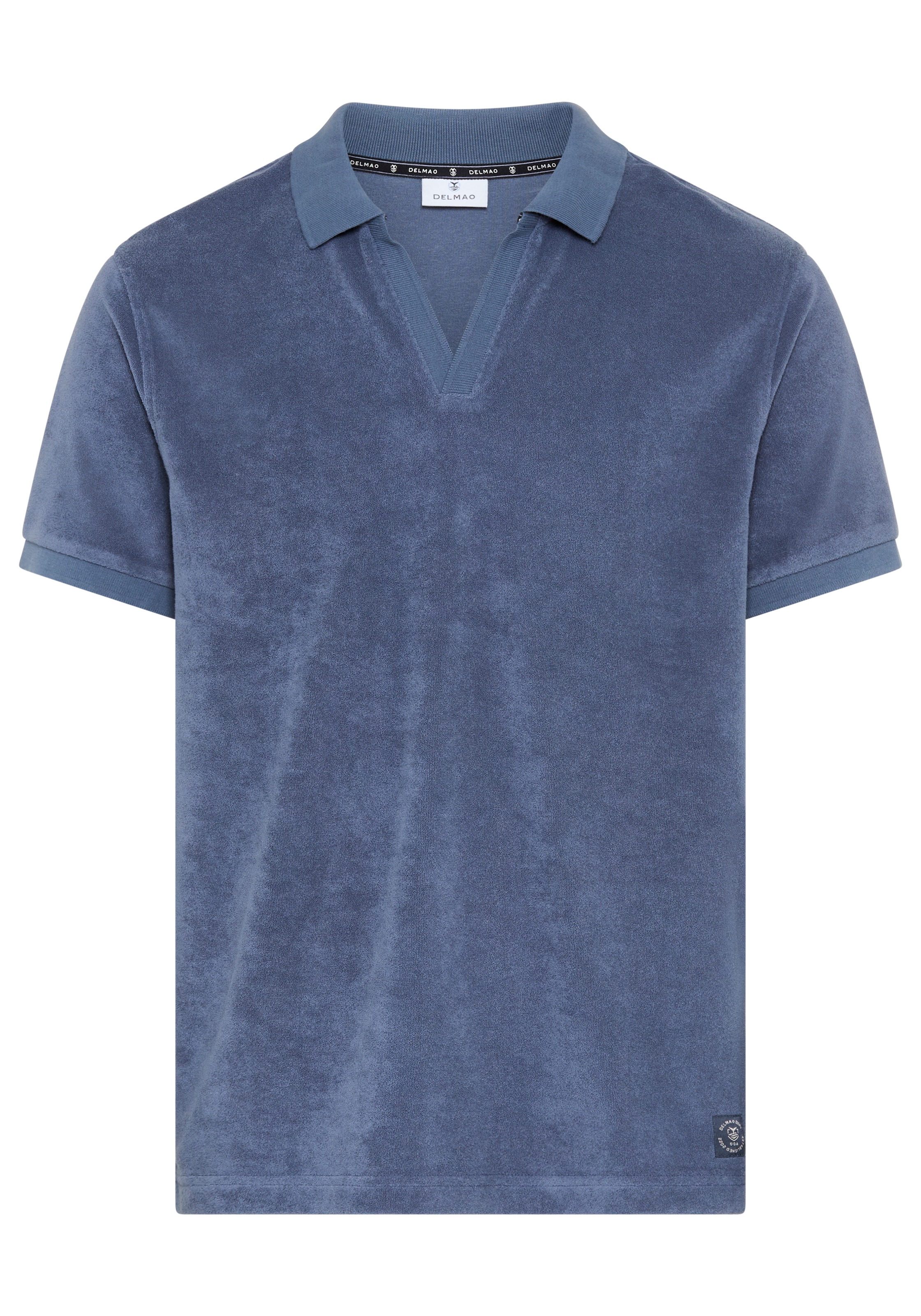 DELMAO Poloshirt »sommerleichter Frottee« Regular Fit, mit V-Ausschnitt und Polokragen, unifarben