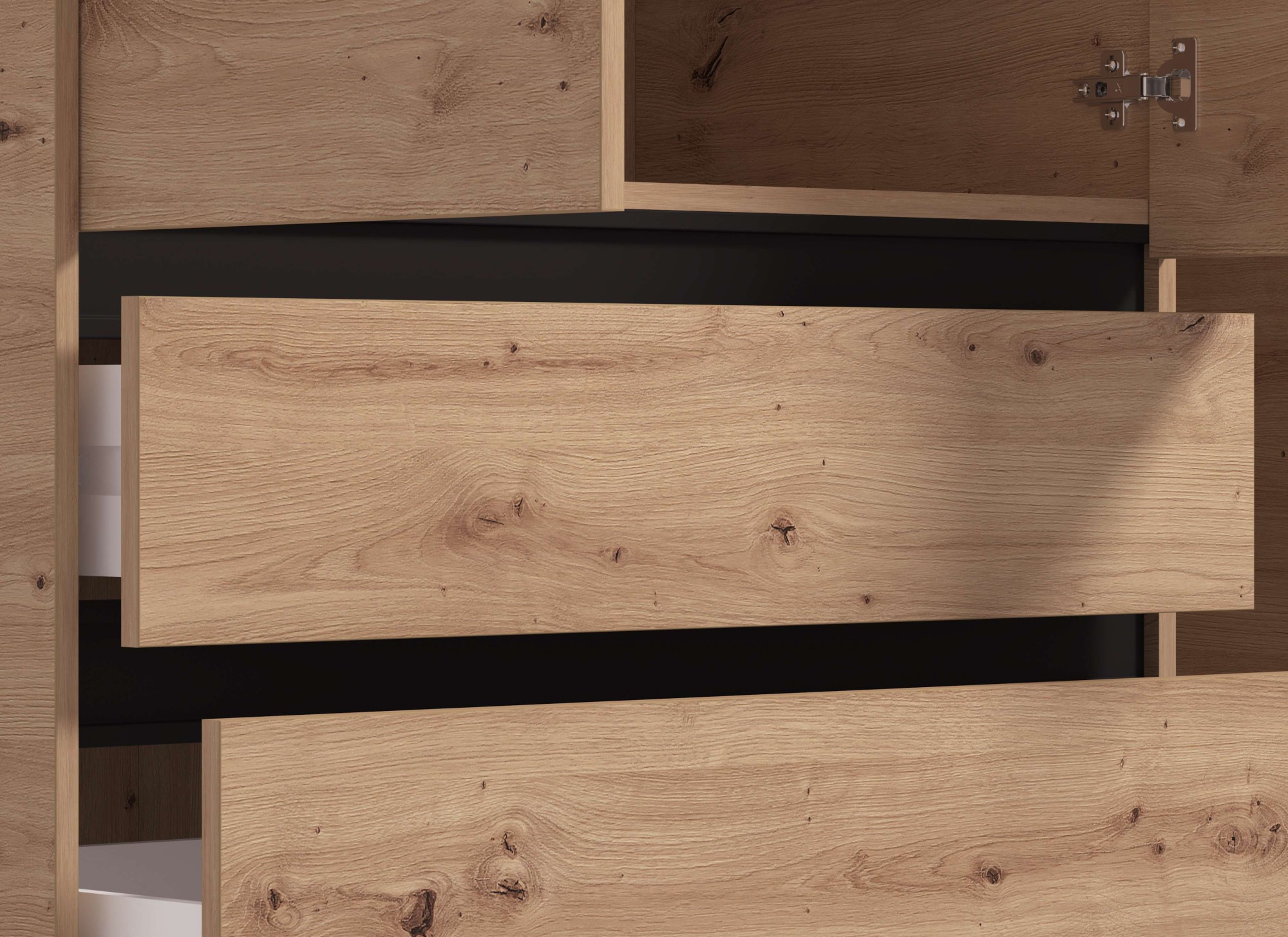 INOSIGN Kleiderschrank »Corbett, grifflose Optik, FSC-zertifziert, Made in Europe«, (138 oder 182,5cm breit, 211cm hoch und 54,5cm tief), mit Spiegel, 3 Schubladen und Innenausstattung