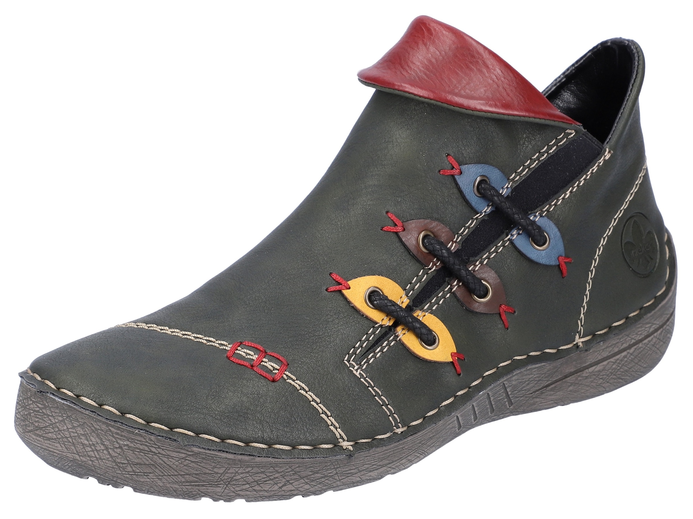 Rieker Schlupfboots, Slipper mit bunten Applikationen seitlich