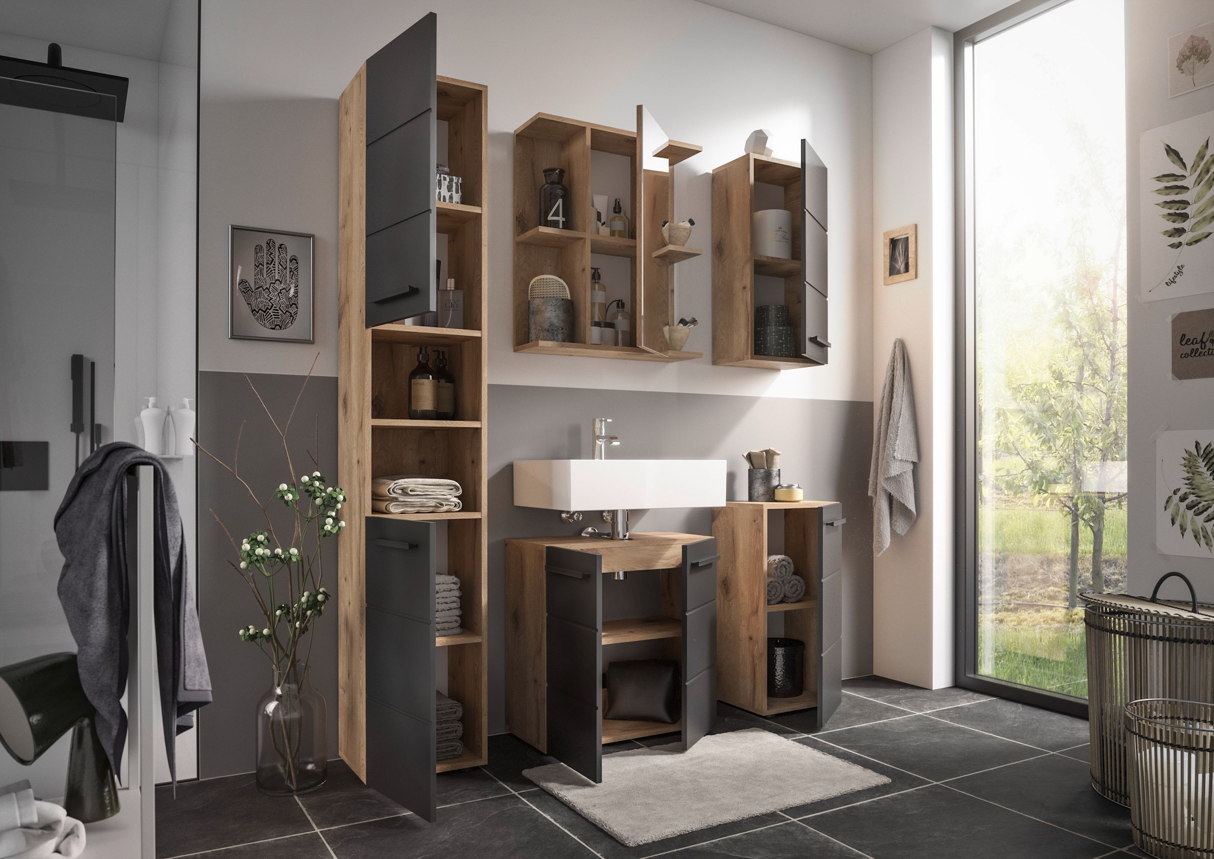 BASIC by Balculina Midischrank »Vista BxHxT 34x72x31 cm« 1 Stk. tlg. Breite 34cm, Kunststoffgriffe, Made in Europa