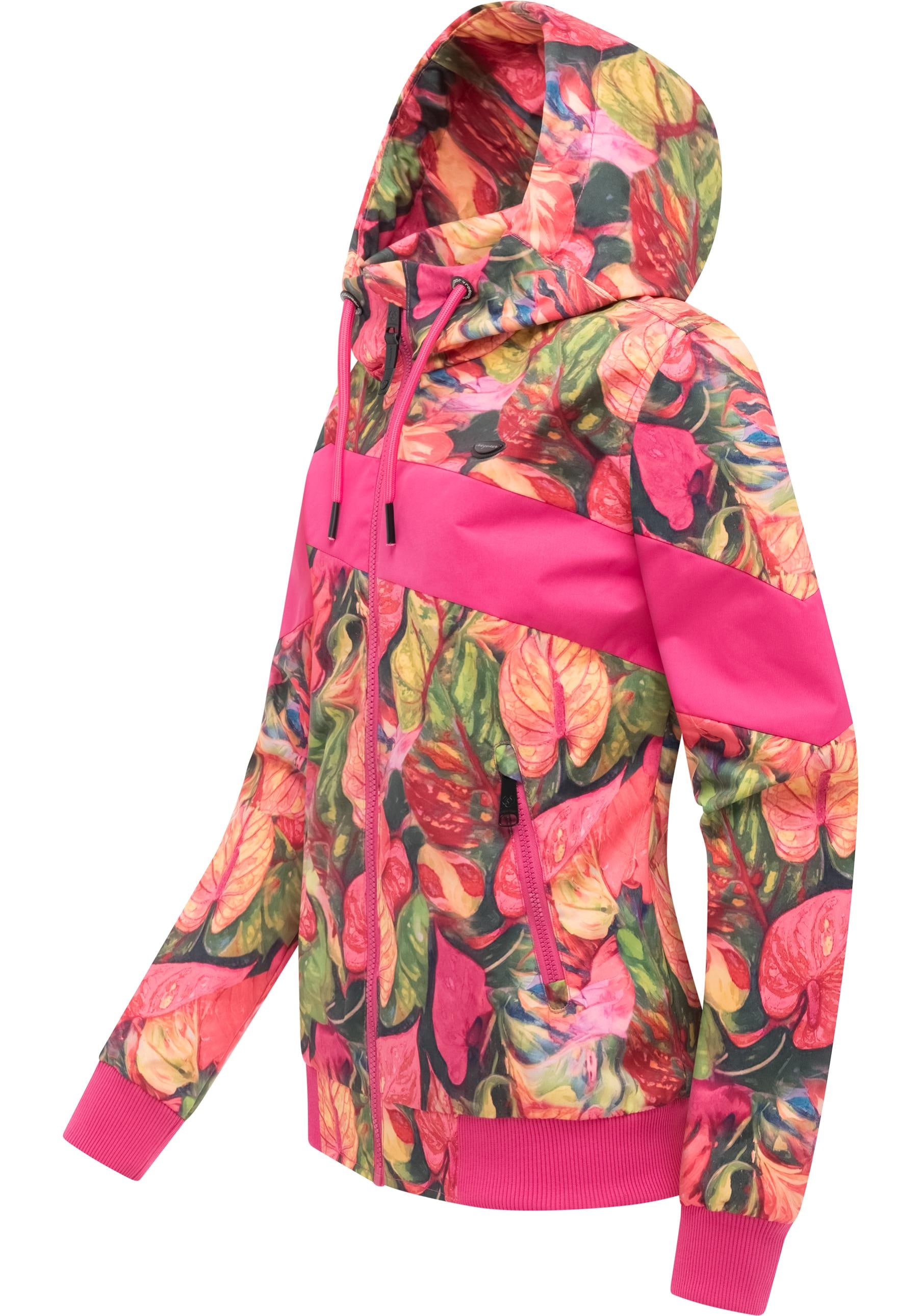 Ragwear Outdoorjacke »Nuggie Block Flower« mit Kapuze modische Damen Freizeitjacke mit floralem Print