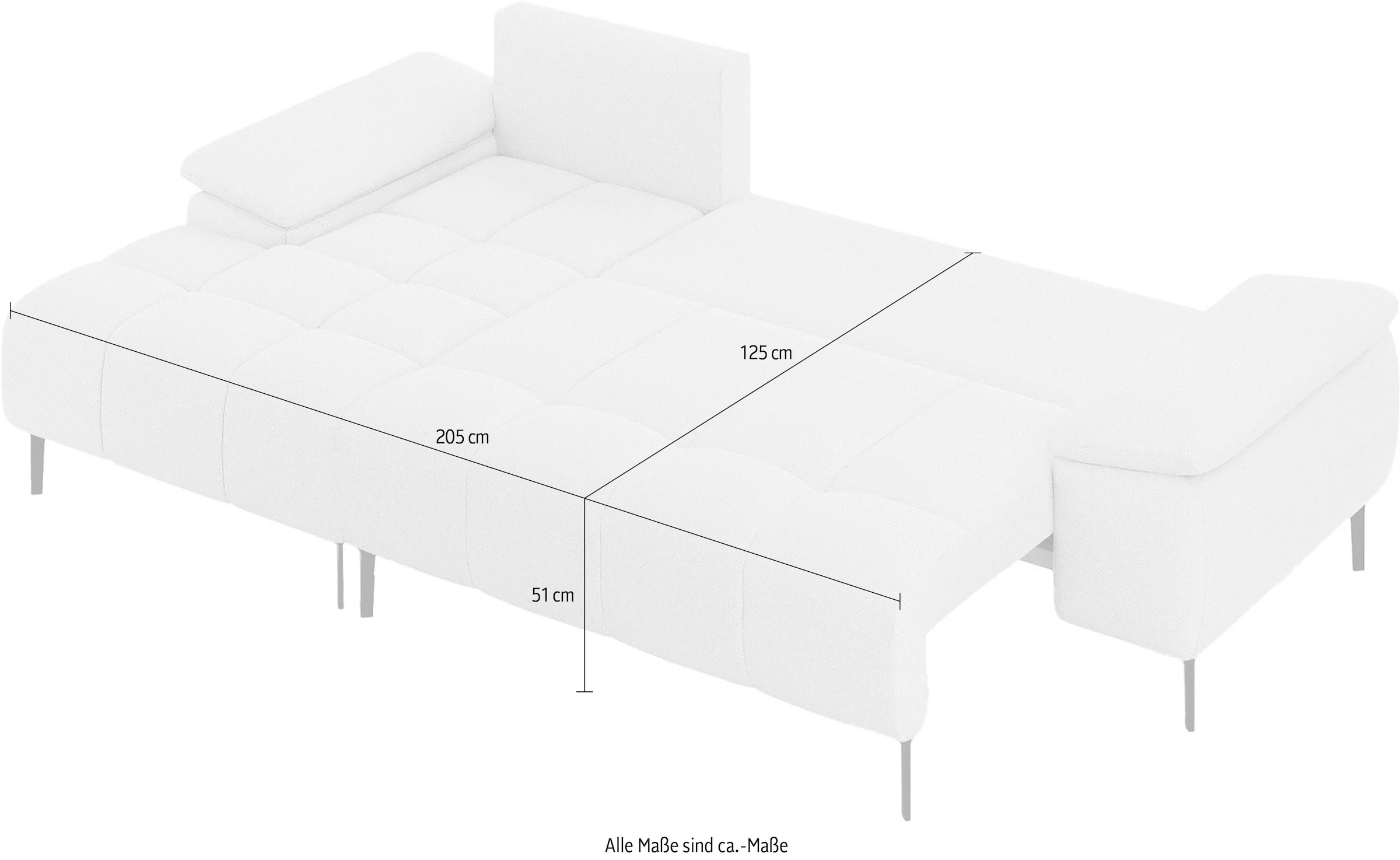 INOSIGN Ecksofa »DROMARA Schlafsofa mit Bettkasten, Maße: B/T/H 277/141/91 cm«, L-Form mit Recamiere rechts/links bestellbar, Wellenunterfederung