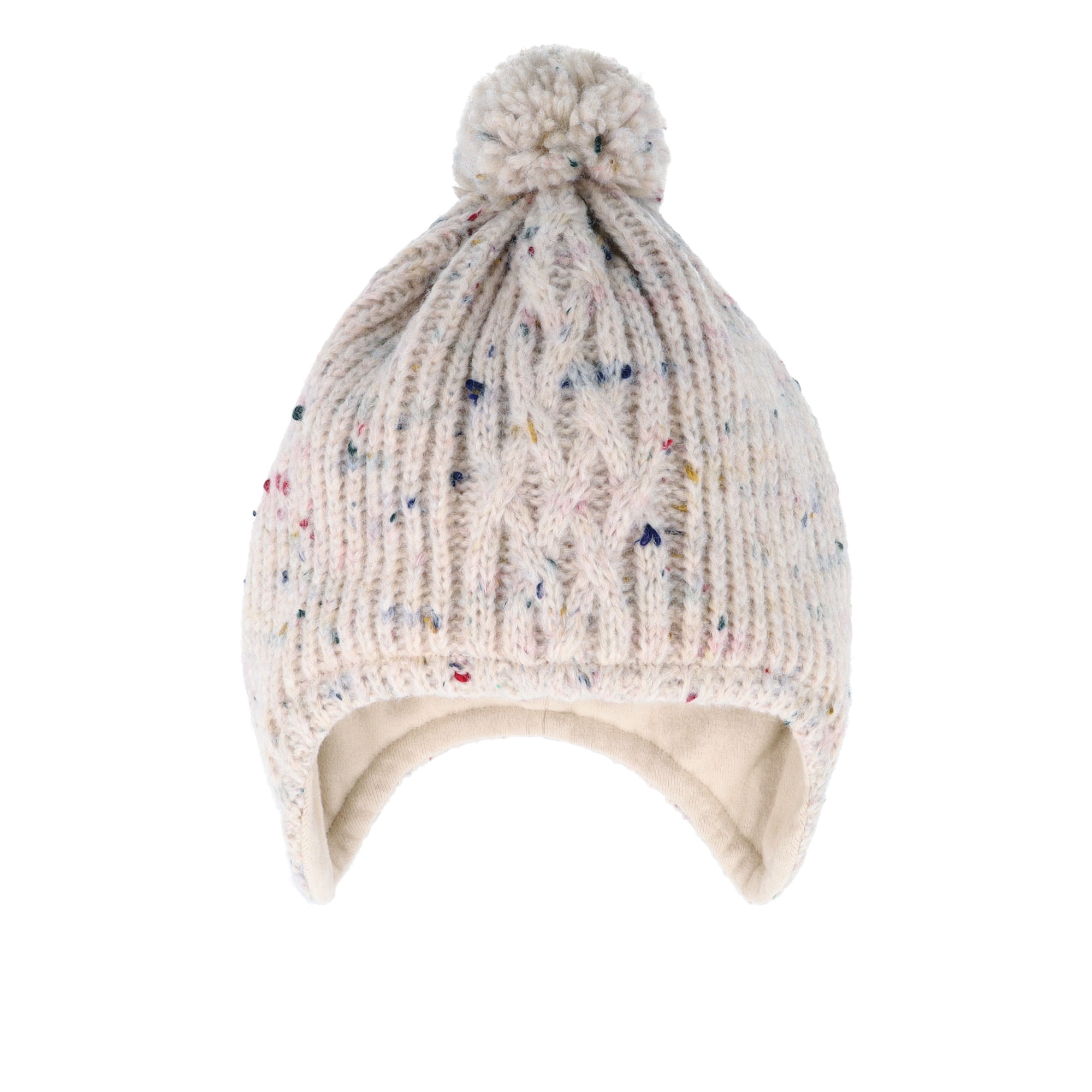 MAXIMO Strickmütze Wollanteil, gefüttert, Ohrenklappen, mit Bommel