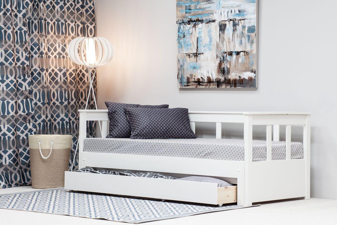 Home affaire Daybett »"AIRA" Kinderbett, Gästebett, Skandi- Design, Schublade optional«, (FSC® zertifiziertes Massivholz), mit ausziehbarer Liegefläche, ideal fürs Jugend- oder Gästezimmer