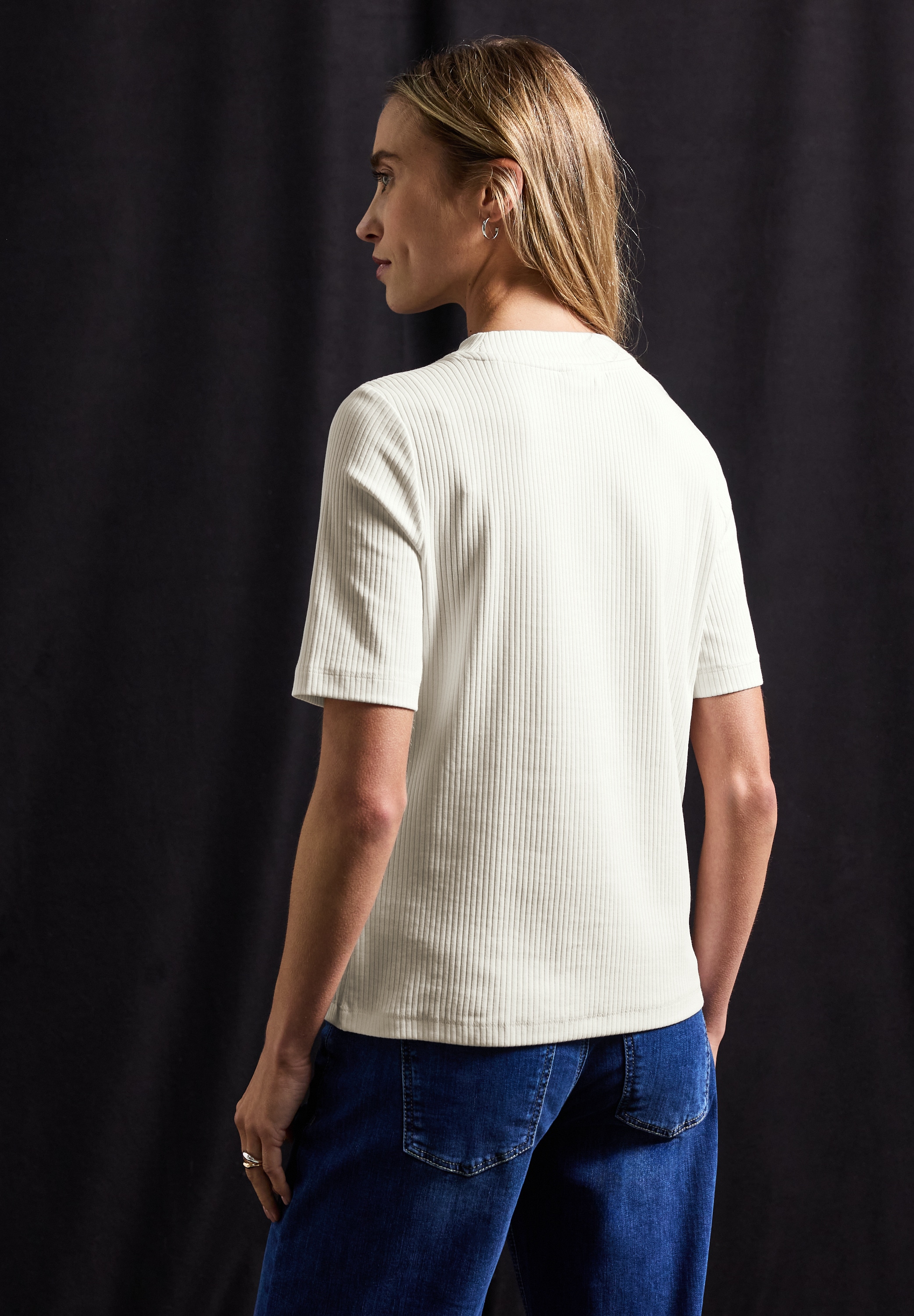 STREET ONE T-Shirt, mit Rippstruktur, Sommershirt