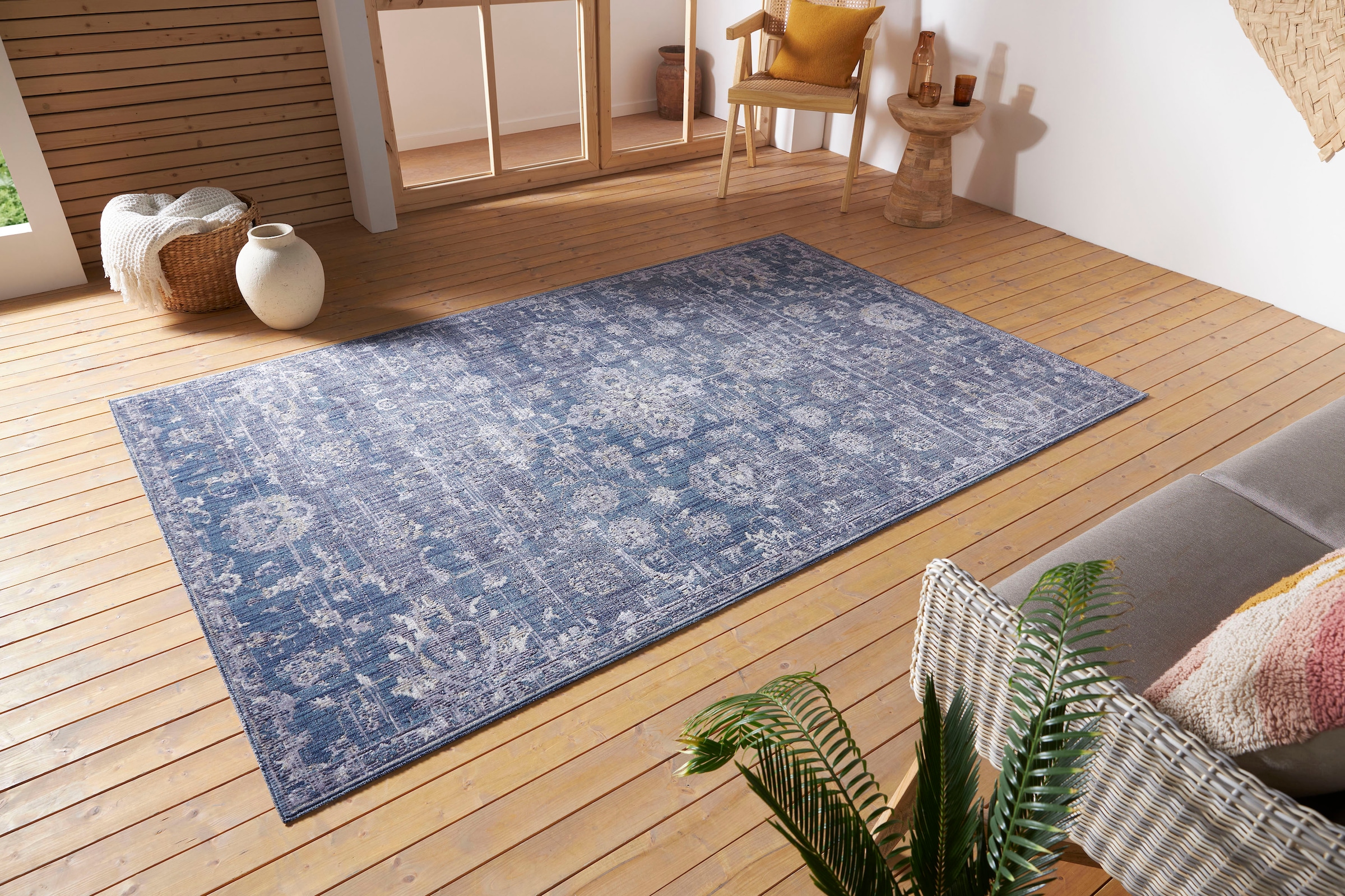 Teppich HANSE HOME "Alexandria", blau, B:190cm H:3mm L:280cm, Polypropylen (PP), Teppiche, Teppich, In-& Outdoor, Läufer, Wetterfest, Balkon, Wohnzimmer, Orient