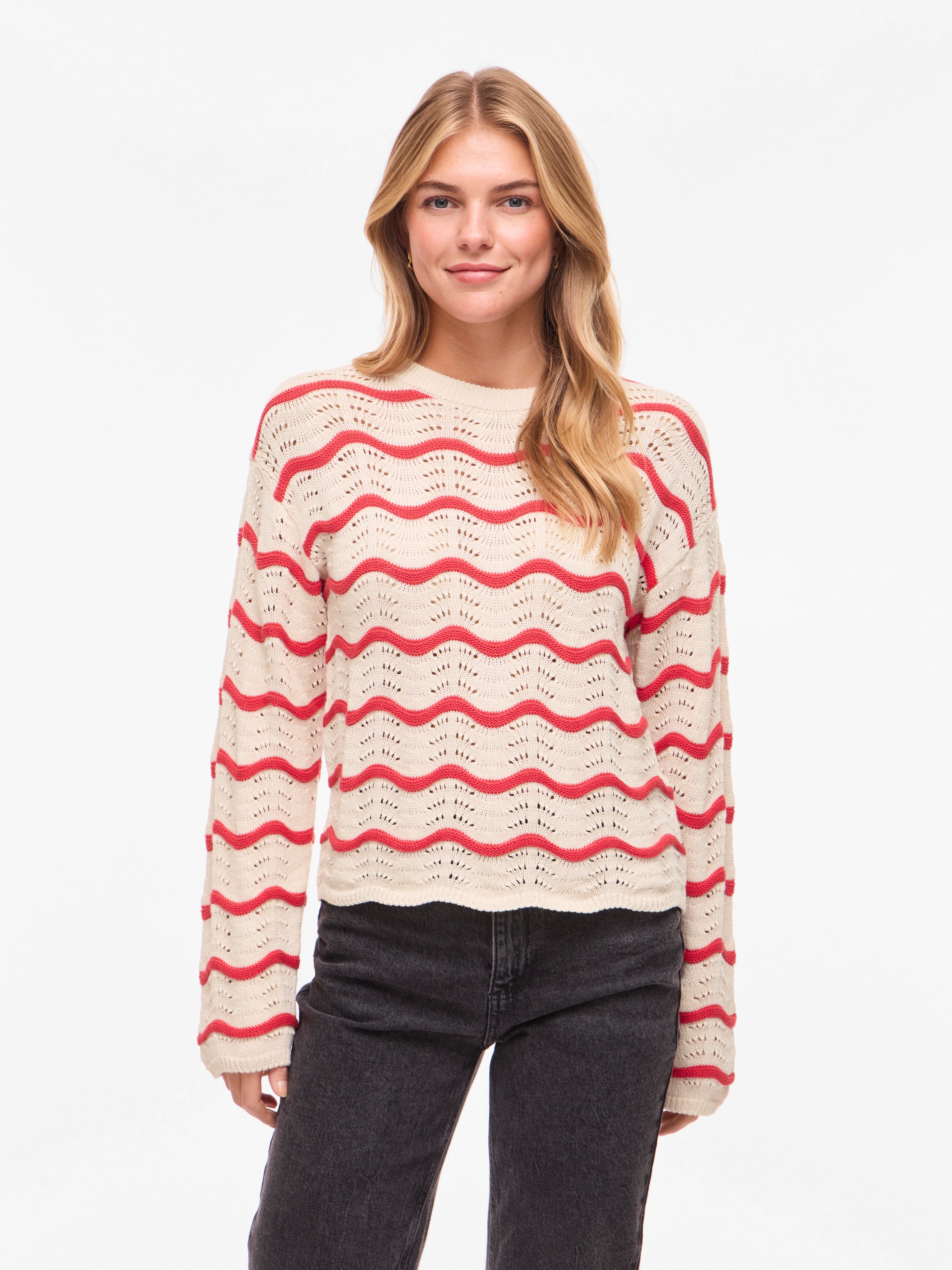 Vila Strickpullover »VIWAVE O-NECK LS POINTELLE KNIT TOP-NOOS«