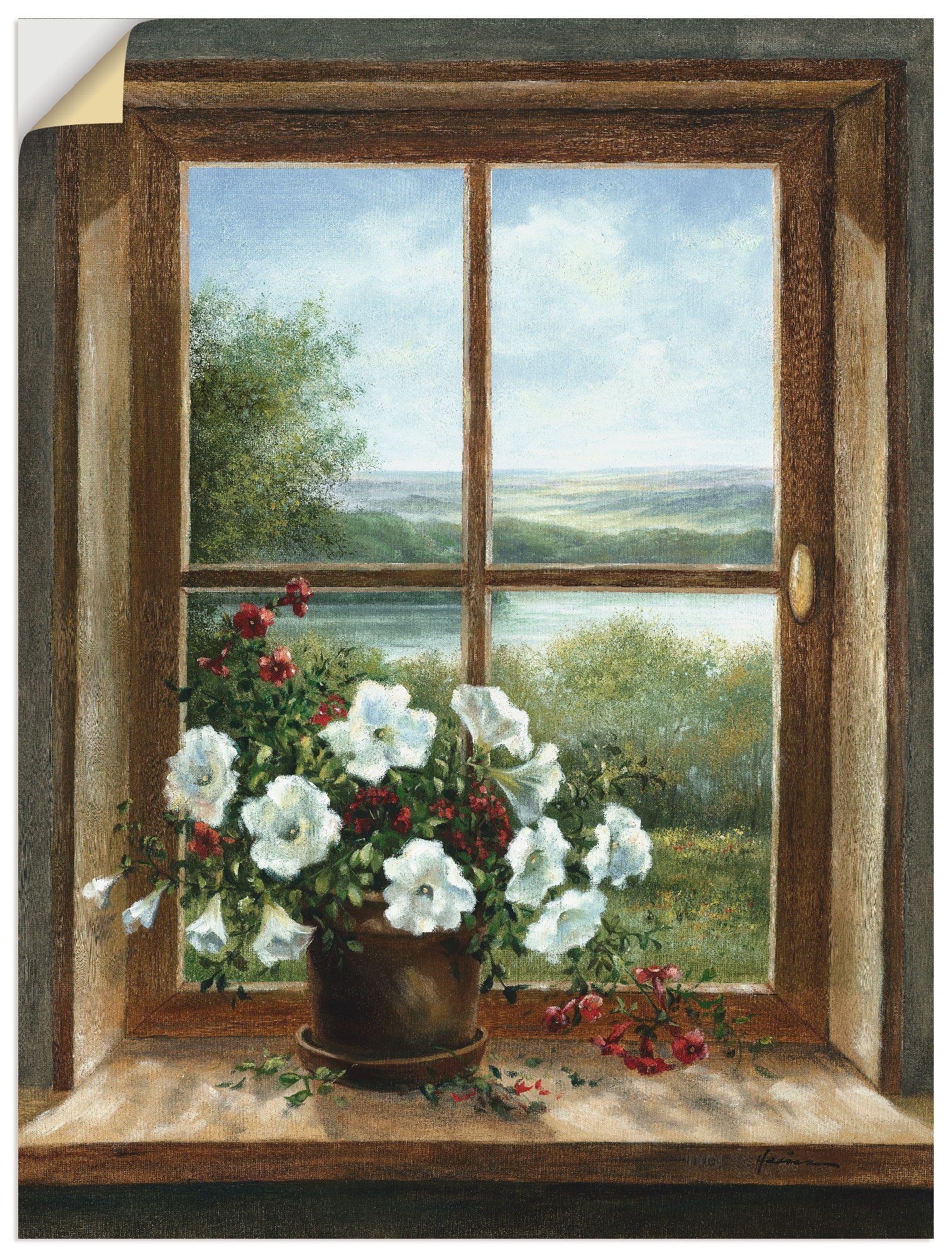 Artland Wandbild »Blumen am Fenster«, | Größen Arrangements, St.), Poster versch. Wandaufkleber Leinwandbild, BAUR Alubild, in oder (1 als bestellen