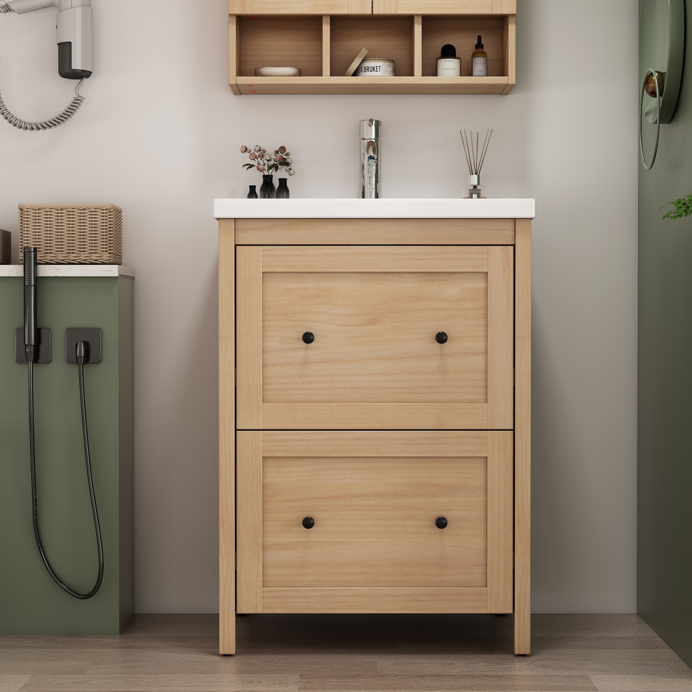 welltime Waschtisch »Stockholm« Komplett-Set,  Waschplatz mit 2 Auszügen und Softclose Breite 60cm