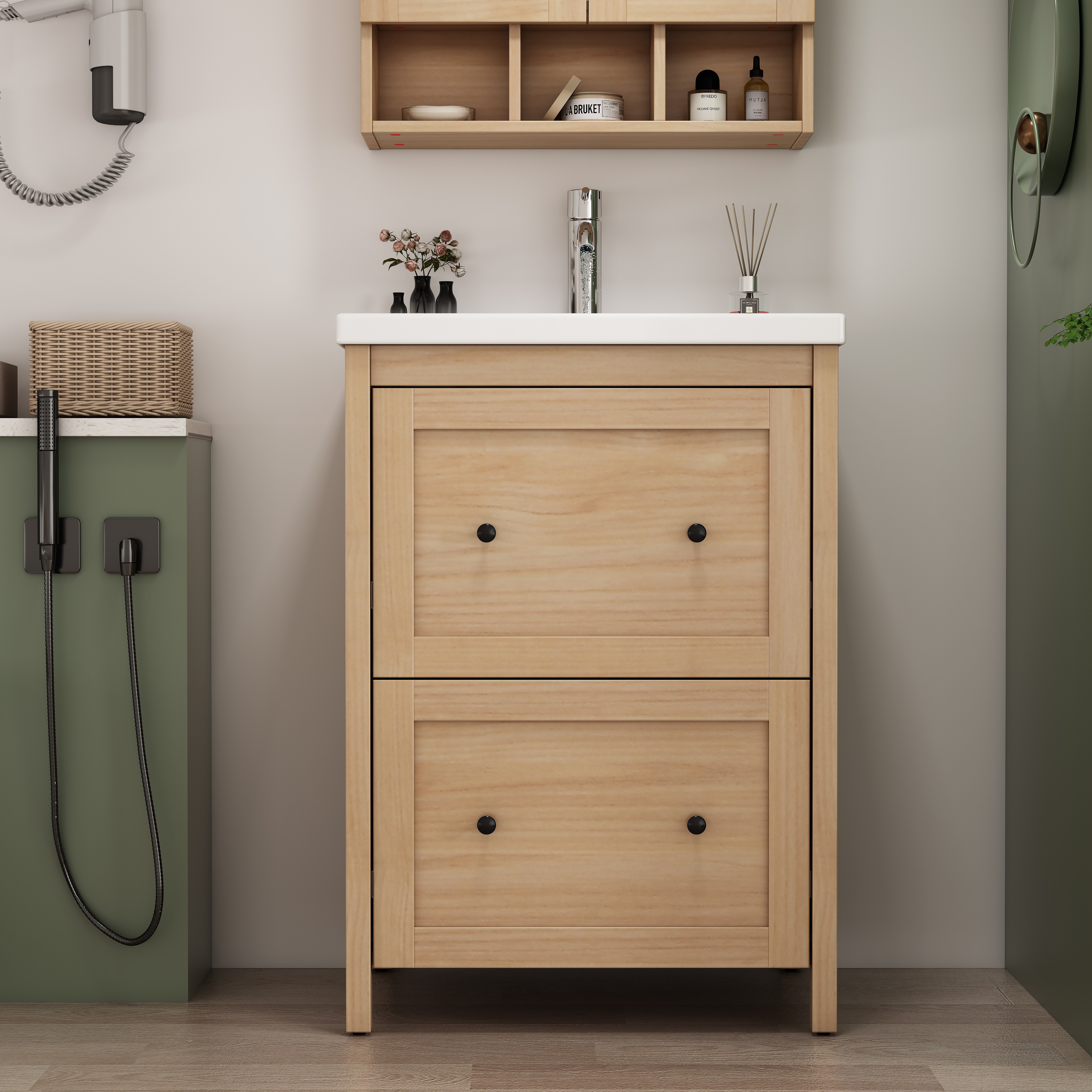 Thumbnail - welltime "Stockholm" Komplett-Set, Waschplatz mit 2 Auszügen und Softclose Breite 60cm