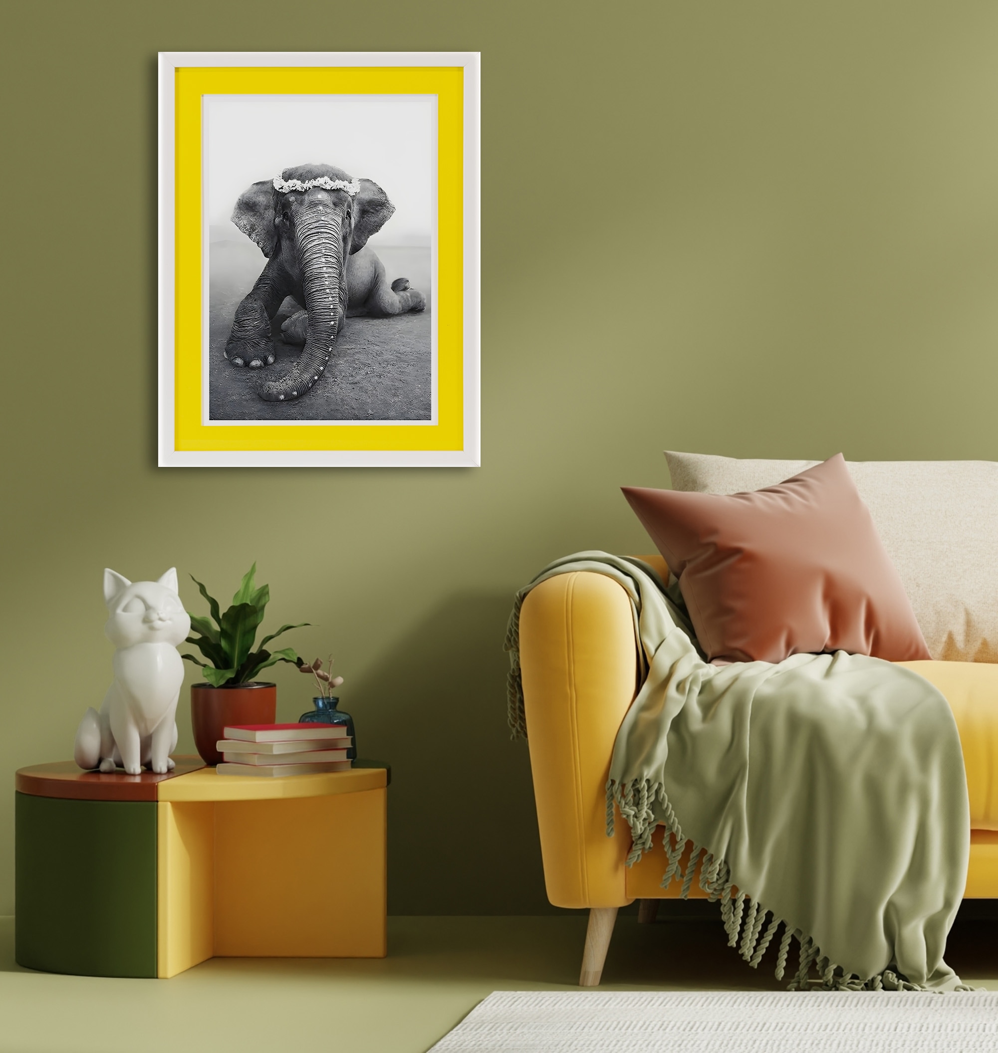 Bild mit Rahmen »Elefant«, Elefant-Elefanten-Elefanten Bilder-Schwarz-Weiß, (1 St.),...