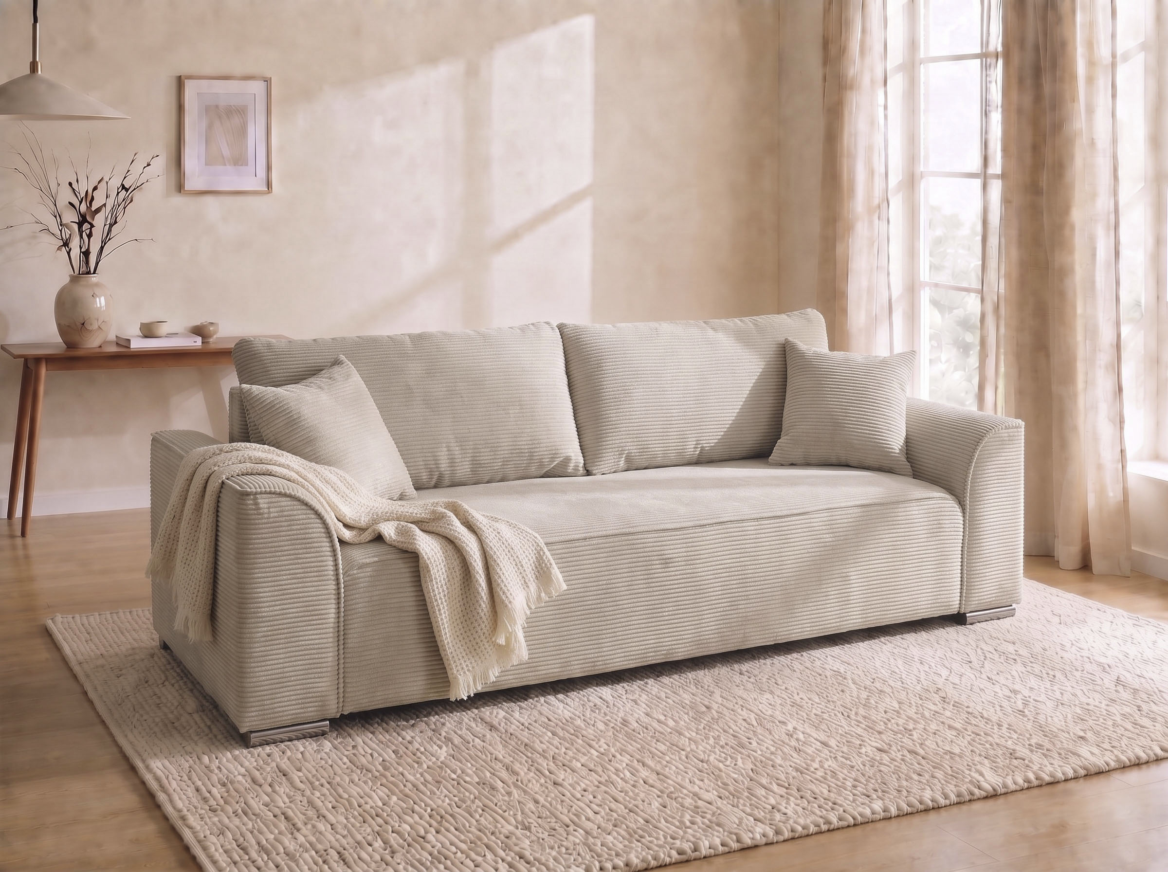 COLLECTION AB "Sara B: 241 cm, Liegefl. 137x195 cm, Bettkasten, optional mit Topper" Schlaffunktion, Couch mit Bonnellfederkern, Gästebettfunktion