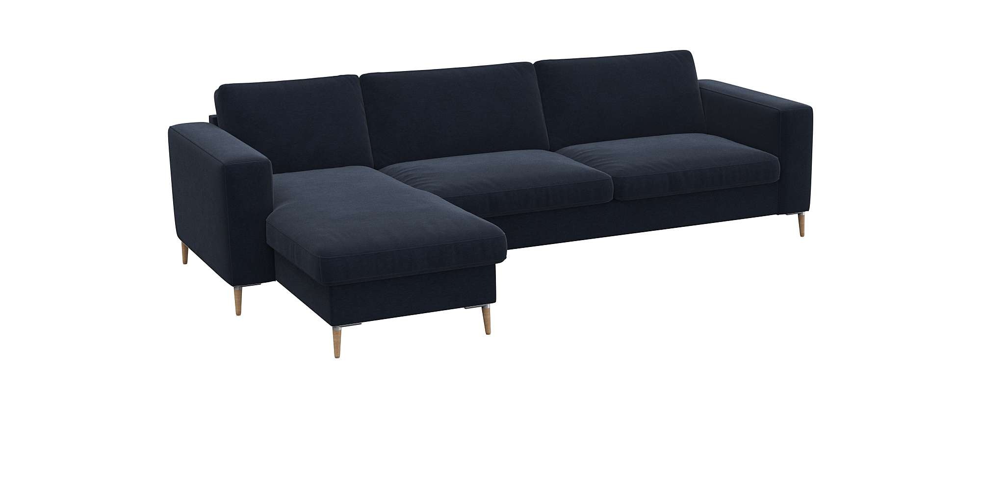 FLEXLUX Ecksofa »Fiore, Sitzaufbau mit hochwertigem Kaltschaum für mehr Sitzkomfort«, breite Armlehnen, L-Form, Füße Alu+ Eiche