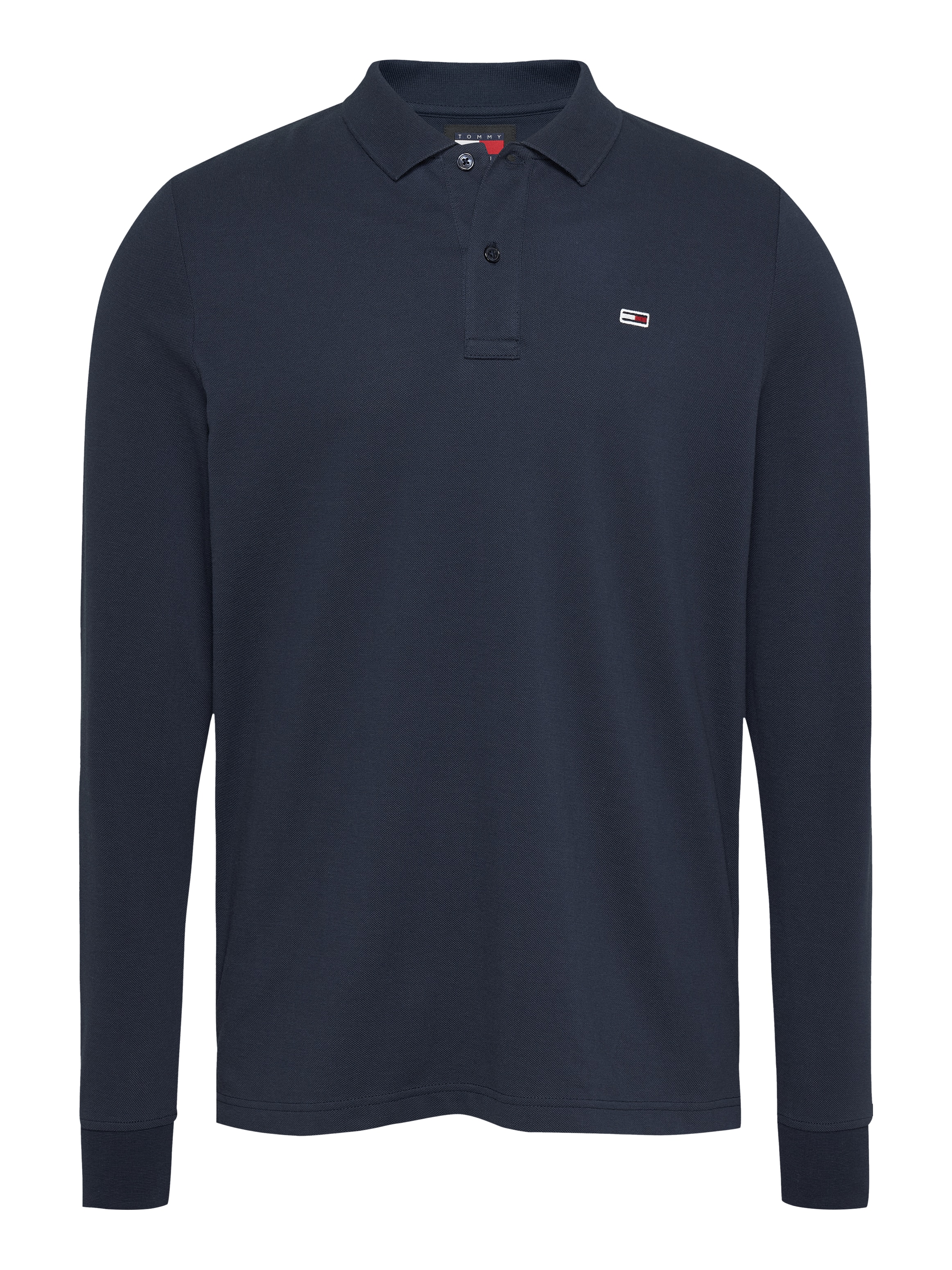 Tommy Jeans Plus Langarm-Poloshirt »TJM SLIM PLACKET POLO LS EXT«, in Großen Größen, Logostickerei