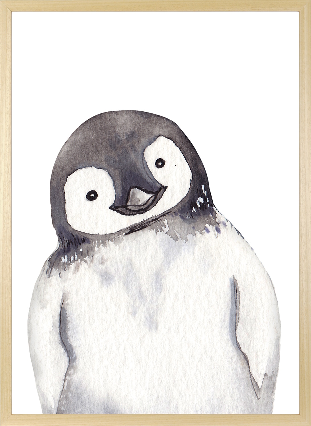 queence Bild mit Rahmen »Pinguin«, Fantasy-Pinguine-Tiere, (1 St.), HD Premium Posterdruck mit Echtholzrahmen
