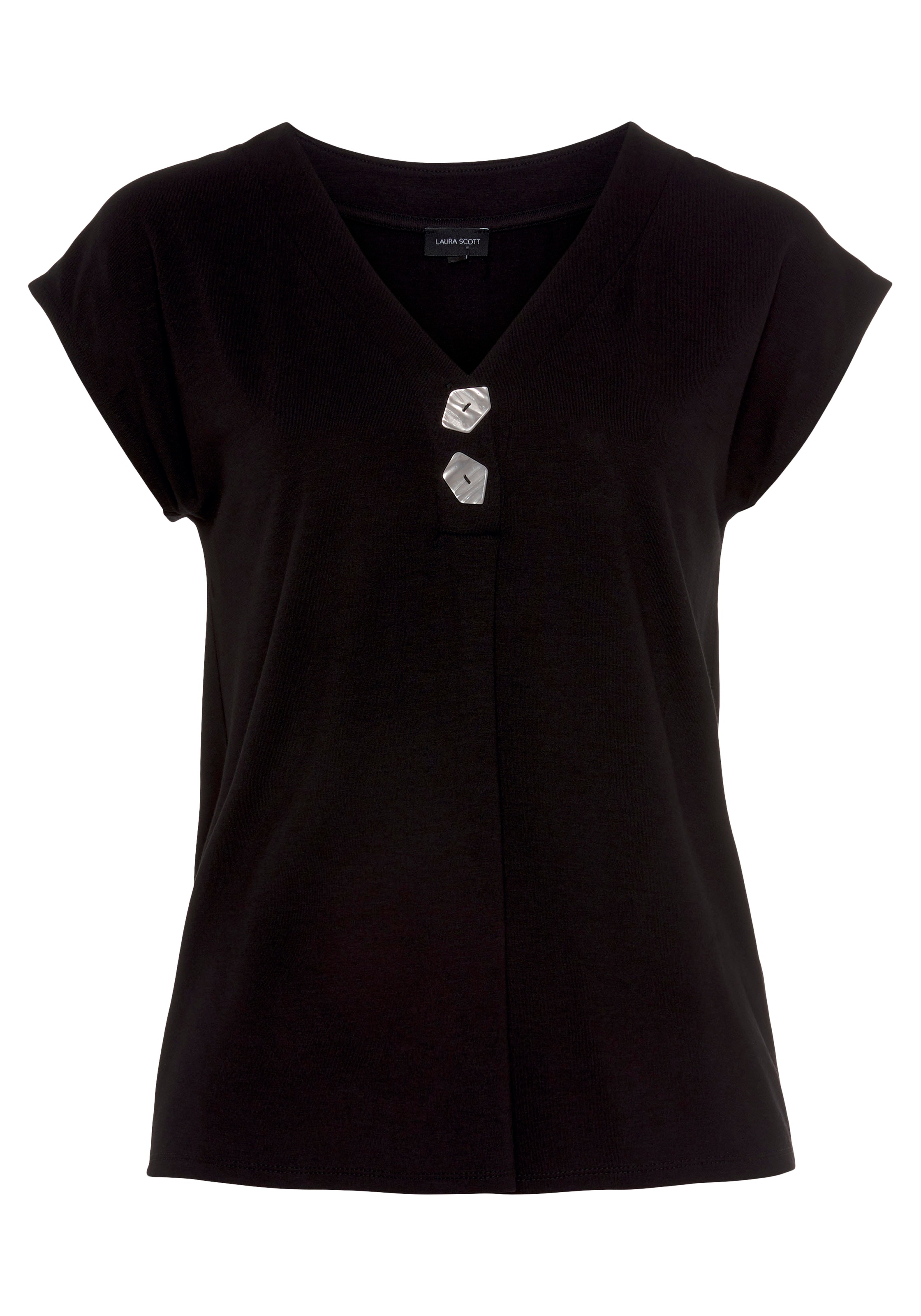 Laura Scott T-Shirt, mit V-Ausschnitt BAUR | und Zierknöpfen kaufen