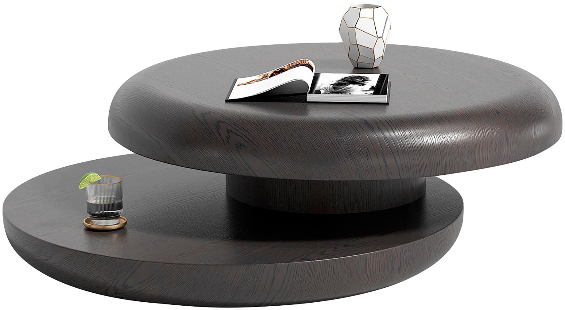 SalesFever Couchtisch "drehbar - runder Design-Wohnzimmertisch aus Holz" 1 günstig online kaufen