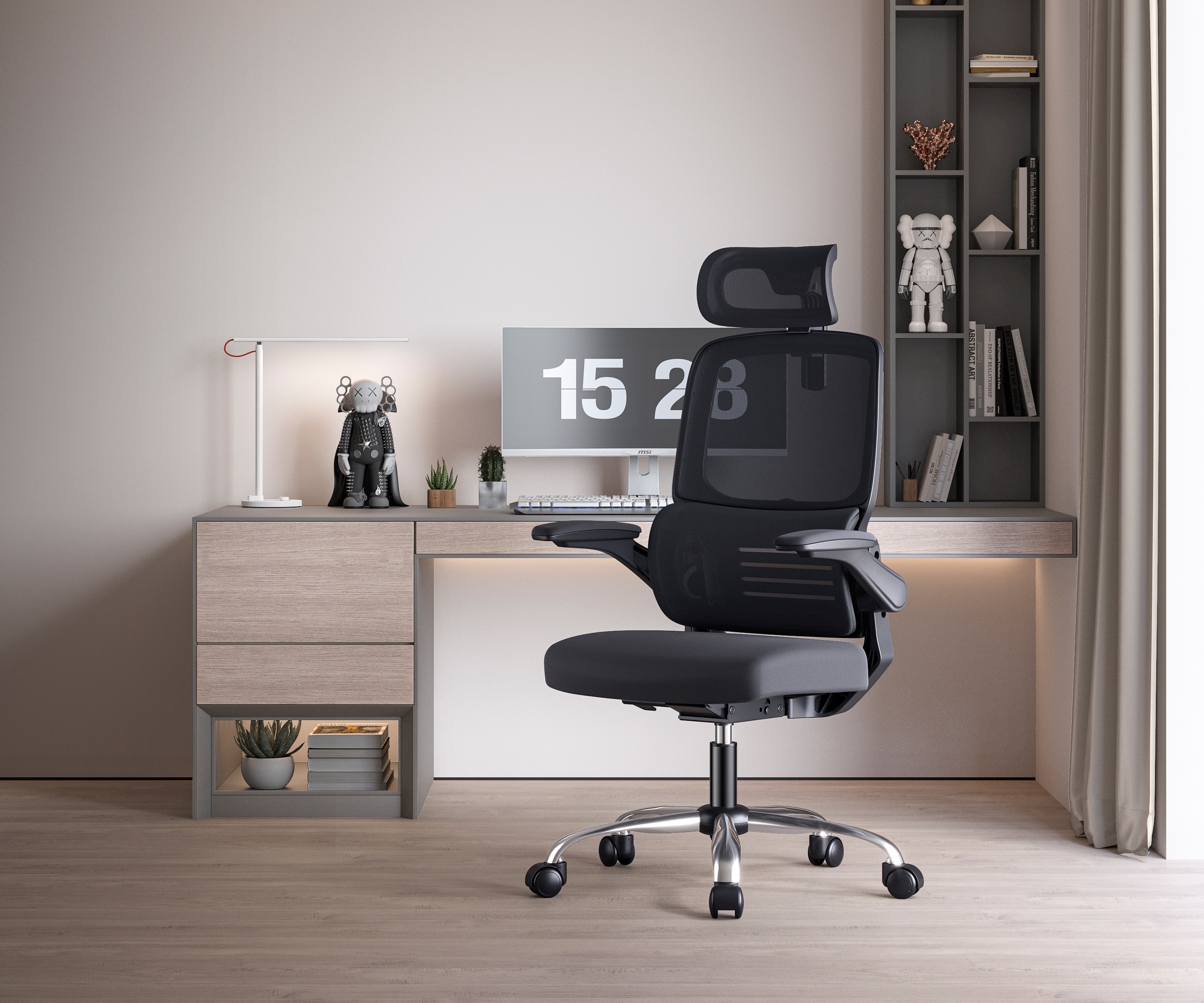 Places of Style Bürostuhl »FABION«, mit Lordoseunterstützung, verstellbare Kopfstütze, klappbare Armlehnen
