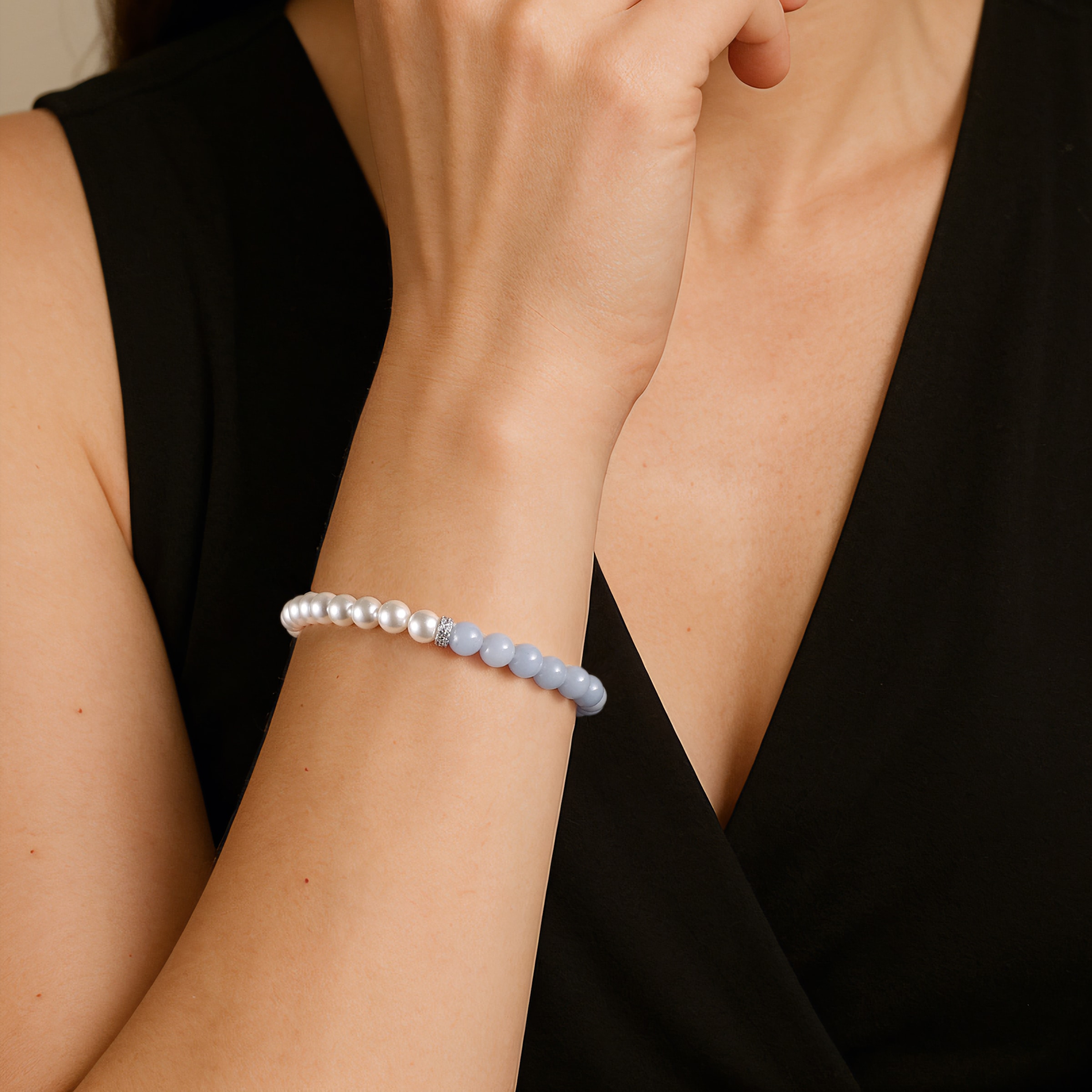 Firetti Armband »Schmuck Geschenk Silber 925 Armschmuck Armkette Rondell« mit Amazonit, Zirkonia (synth.) - mit Perle (synth.)