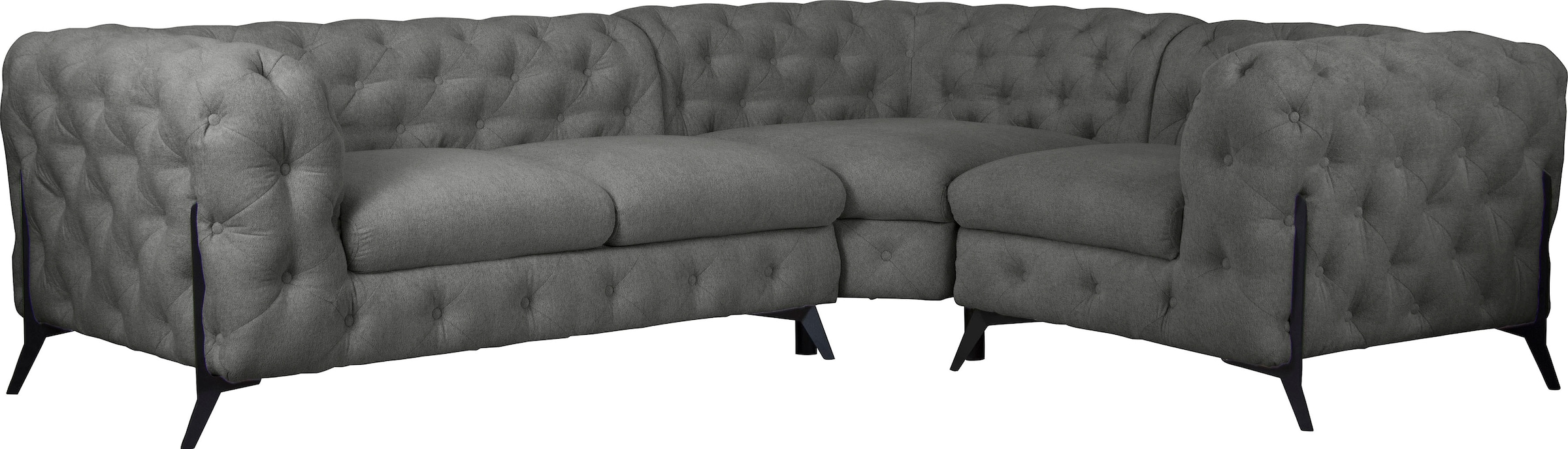 Leonique Chesterfield-Sofa "Amaury L-Form", moderne Chersterfield-Optik, Breite 262 cm, Fußfarbe wählbar