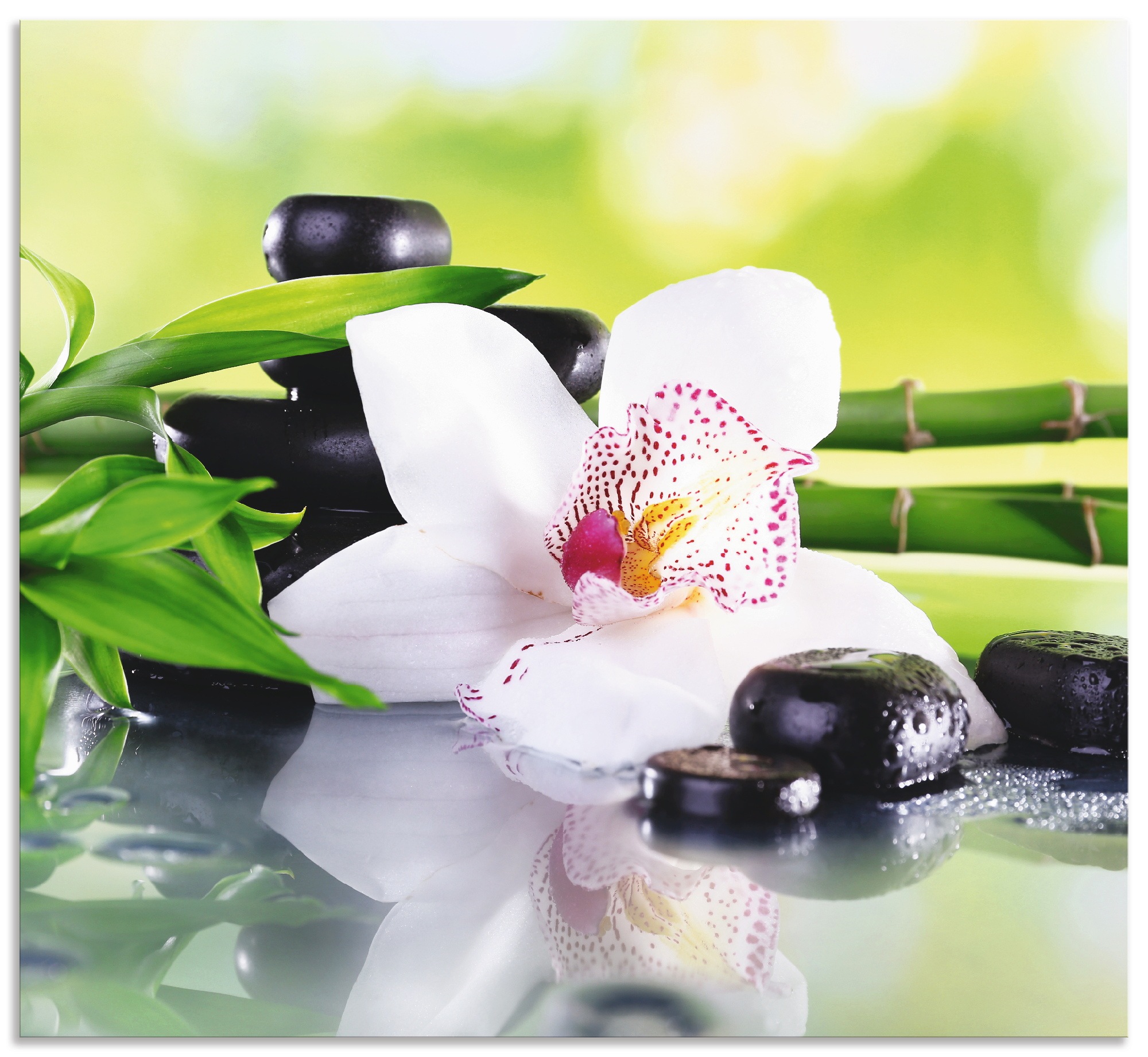 Artland Küchenrückwand »Spa Steine Bambus Zweige Orchidee«, (1 tlg.), Alu Spritzschutz mit Klebeband, einfache Montage