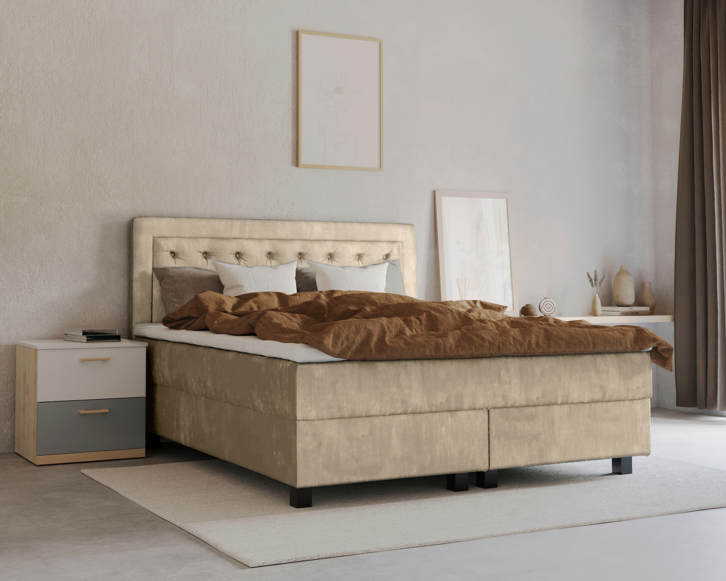 Home affaire Boxspringbett "Jeanne" inkl. Topper mit Taschen-Federkernmatratze