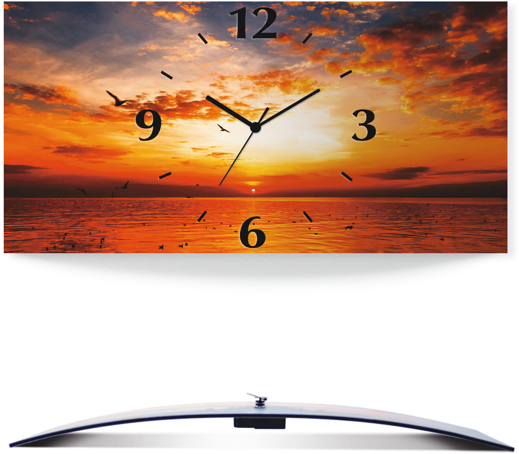 Artland Wanduhr "Sonnenuntergang am Strand" wahlweise mit Quarz- oder Funkuhrwerk, lautlos ohne Tickgeräusche