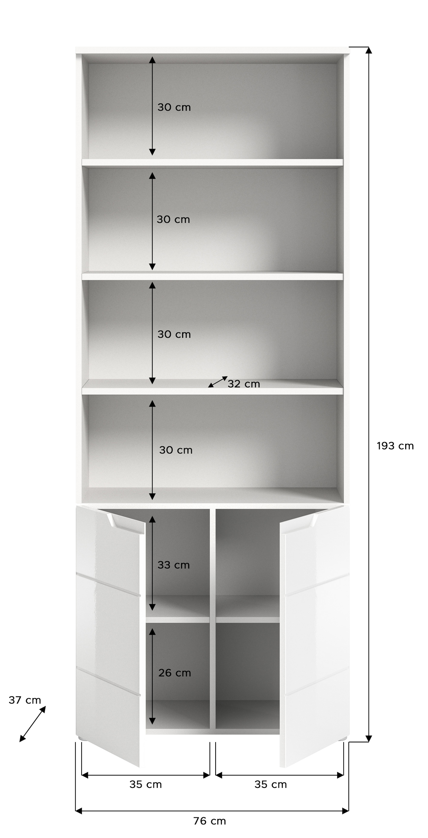 INOSIGN Aktenschrank »CAPRI, 2 Türen inkl. eingefasster Griffmulde, 5 Einlegeböden«, Mehrzweckschrank, Aktenregal, Regal, Stauraumregal, Universalschrank