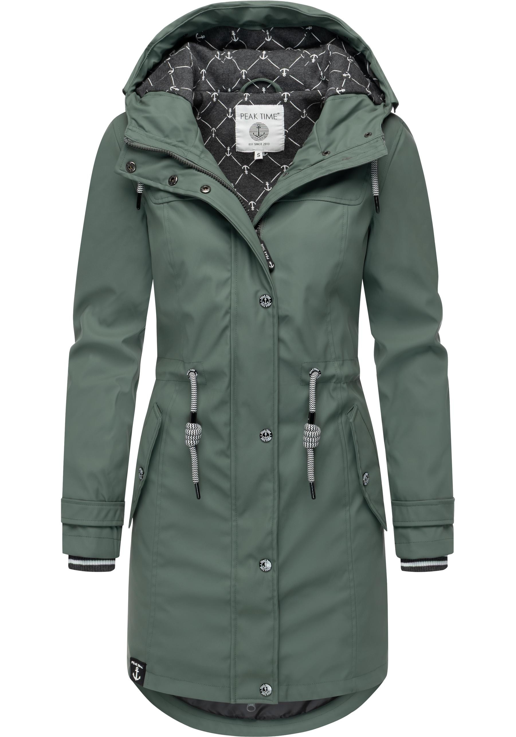 PEAK TIME Regenjacke »L60042«, mit Kapuze, stylisch taillierter Regenmantel für Damen