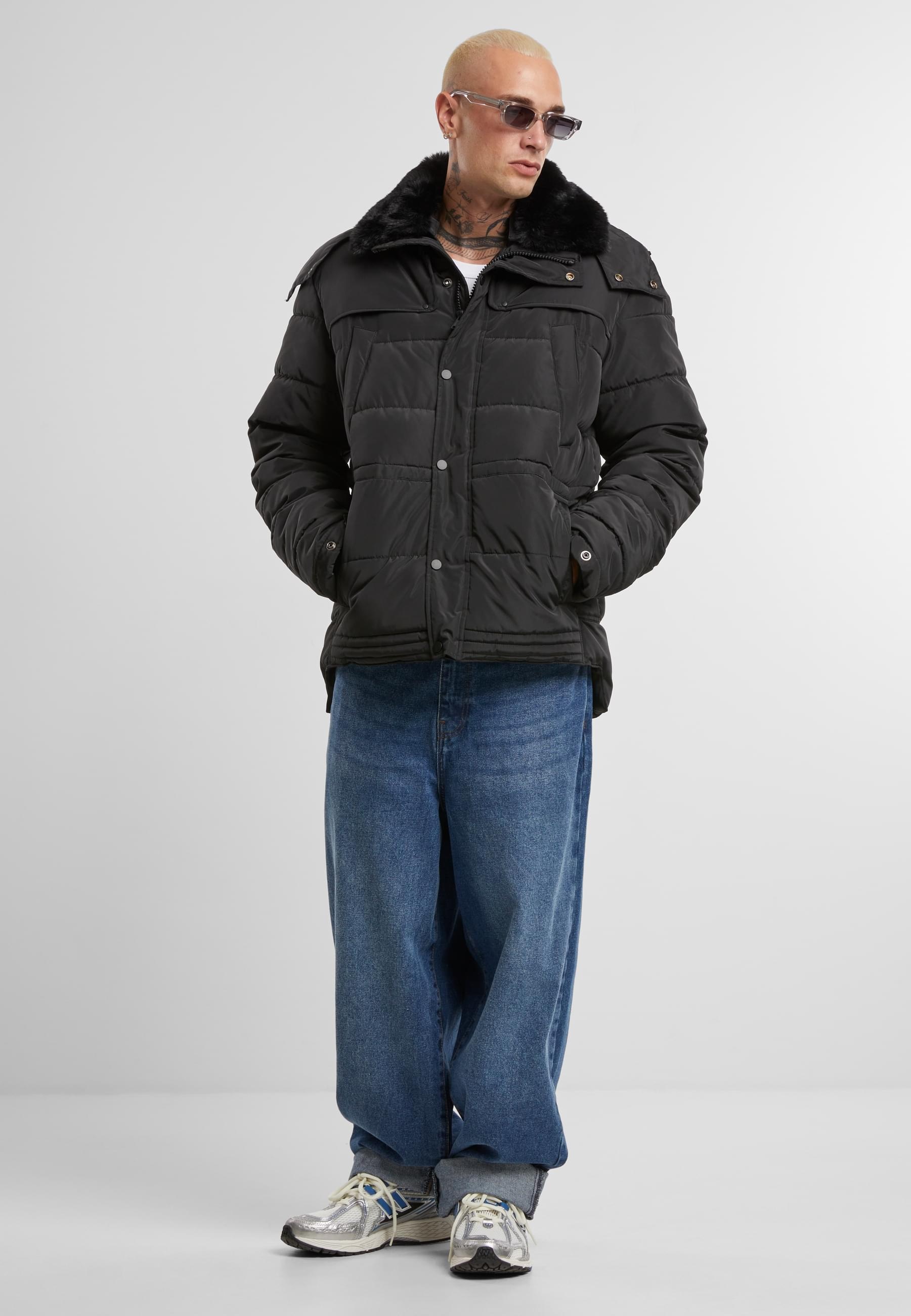 URBAN CLASSICS Winterjacke »Urban Classics Puffer Jacket With Detachable Fur Collar«, (1 St.), ohne Kapuze