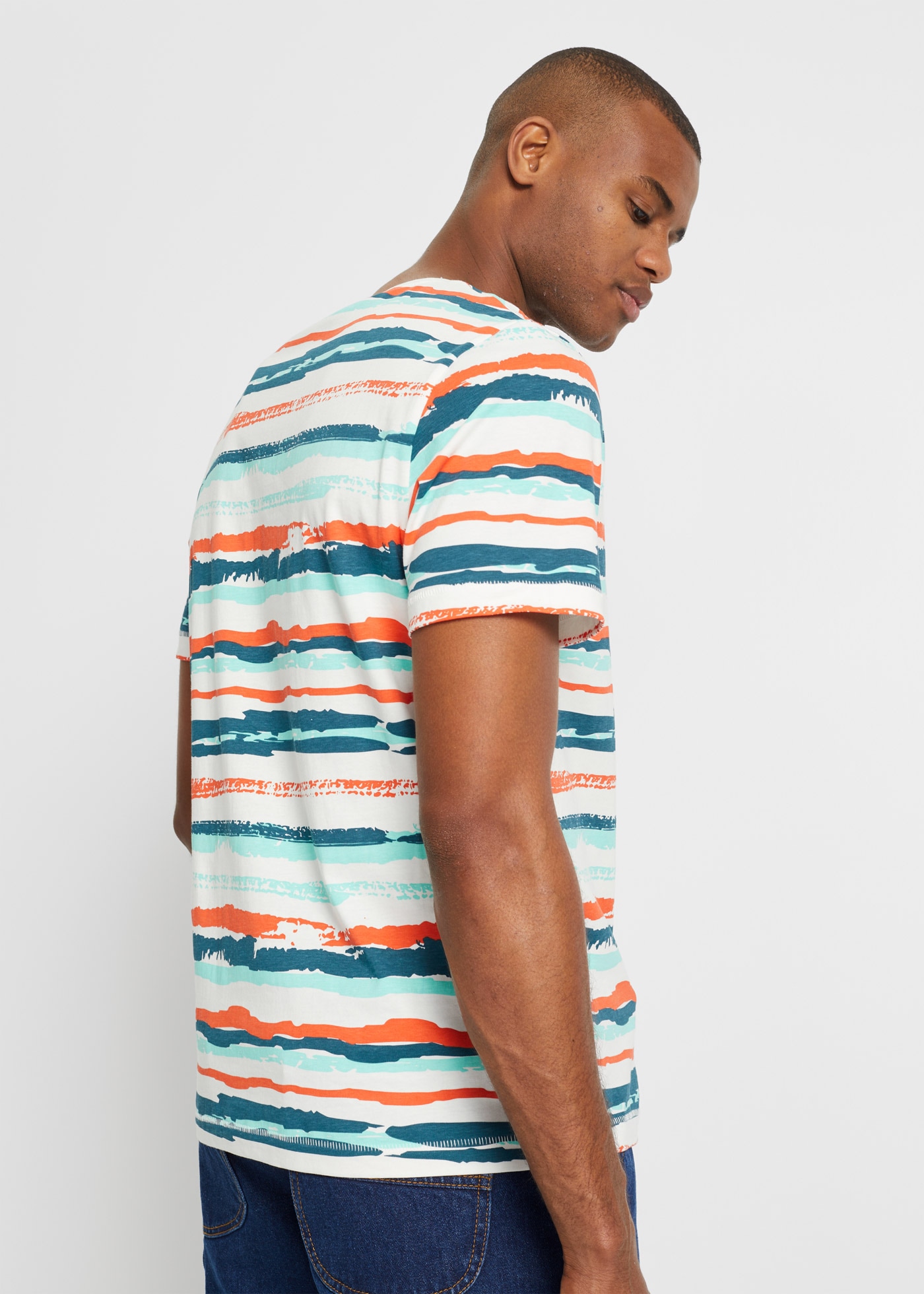 bonprix T-Shirt Regular Fit, Kurzarm, bunt gestreift, aus Baumwolle