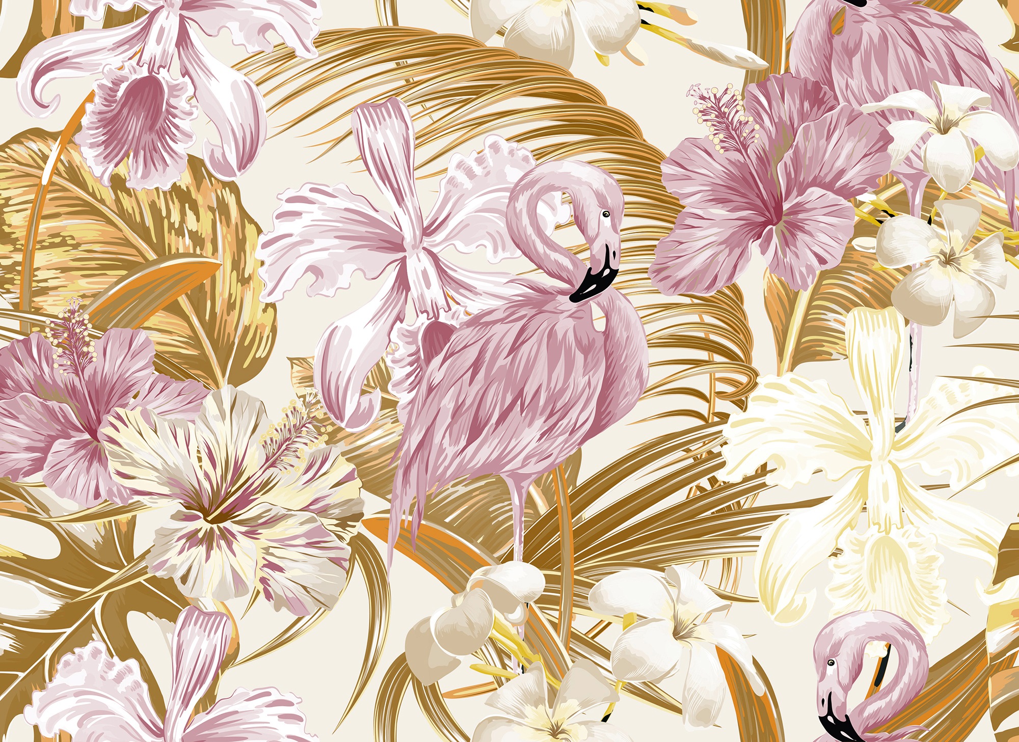 living walls Fototapete "Designwalls Flamingo Art 2" glatt Vlies, Wand, Schräge, Decke