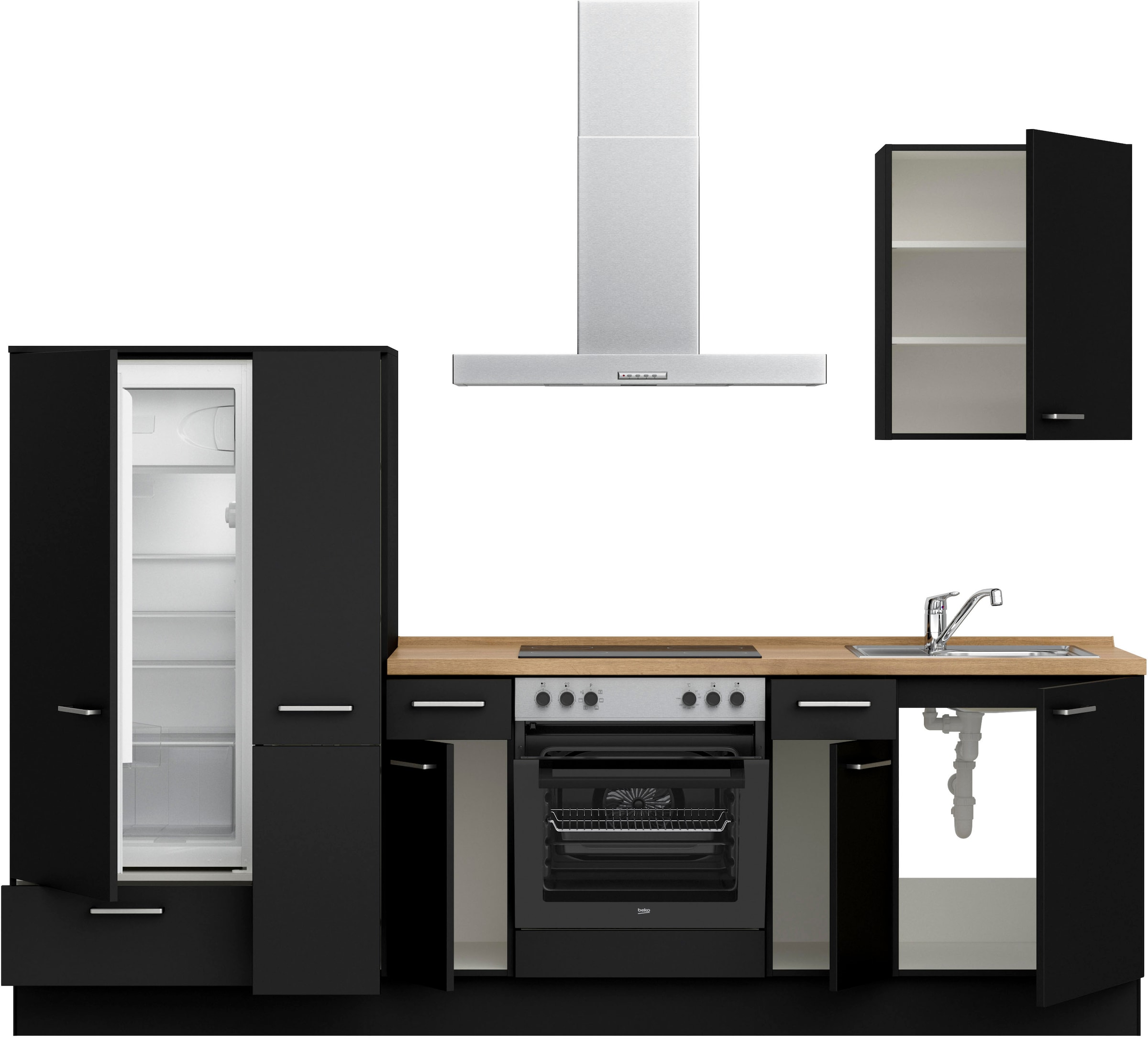 nobilia® Küchenzeile »"Touch I"« vormontiert, Ausrichtung wählbar, Breite 270 cm, wahlw. mit E-Geräten