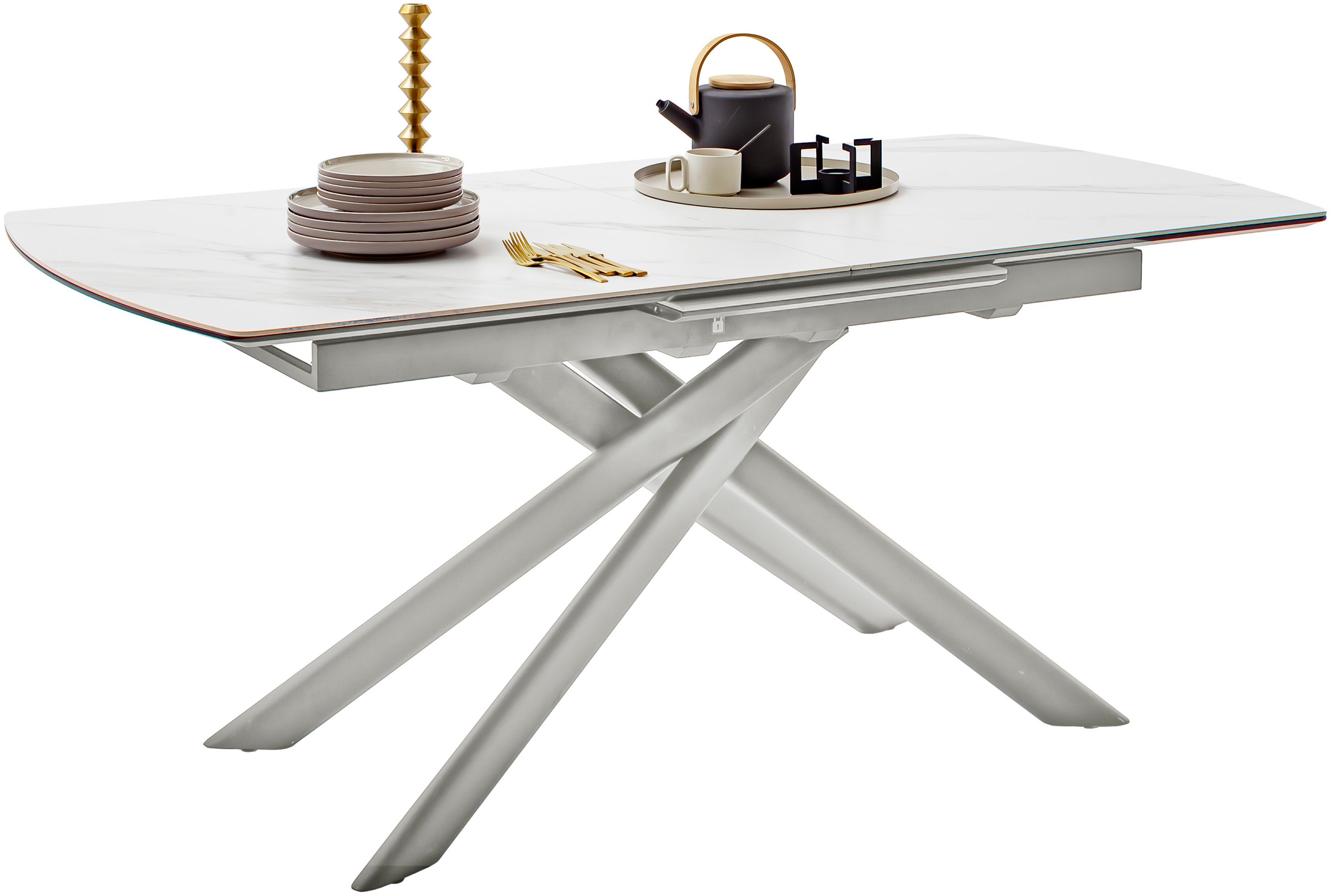 MCA furniture Esstisch »VANINO Auszugtisch 180-230 cm marmoriert«, (1 St.), Keramik,Edelstahl,Synchronauszug,ausziehbar,8-10 Personen